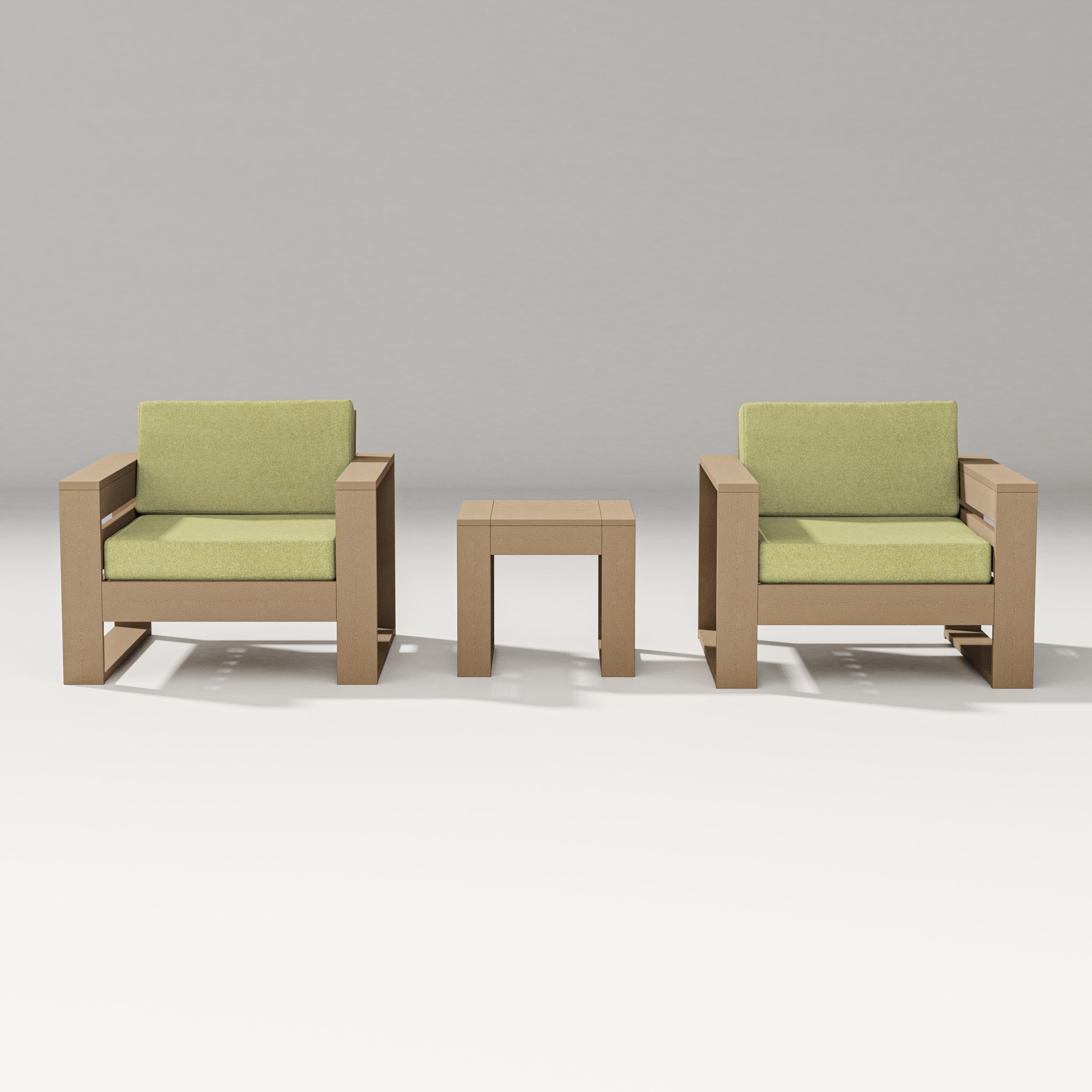 PW Designer Series Latitude 3-Piece Lounge Chair Set in Vintage Sahara / Chartreuse Boucle