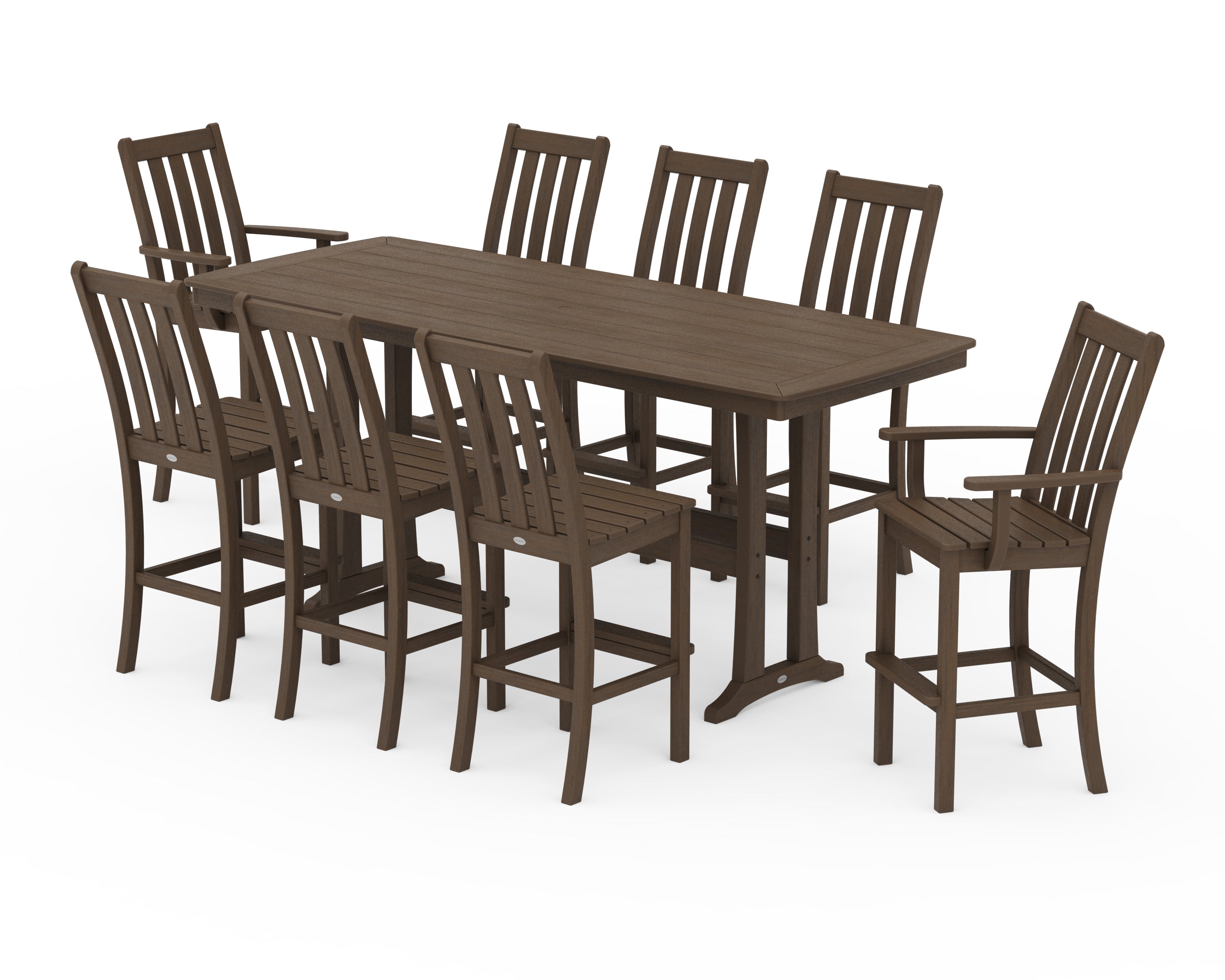POLYWOOD Vineyard 9-Piece Bar Set with Trestle Legs in Kona