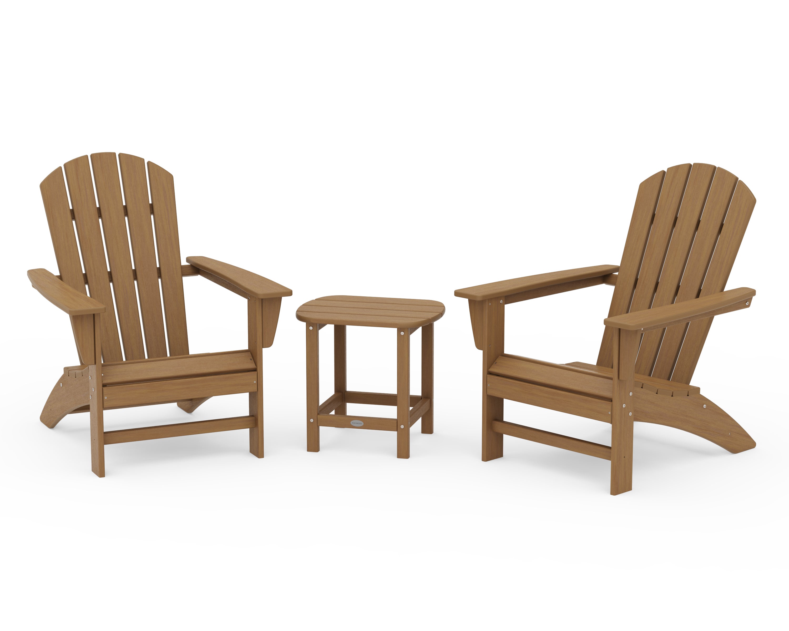 POLYWOOD Nautical 3-Piece Adirondack Set with South Beach 18" Side Table in Natural