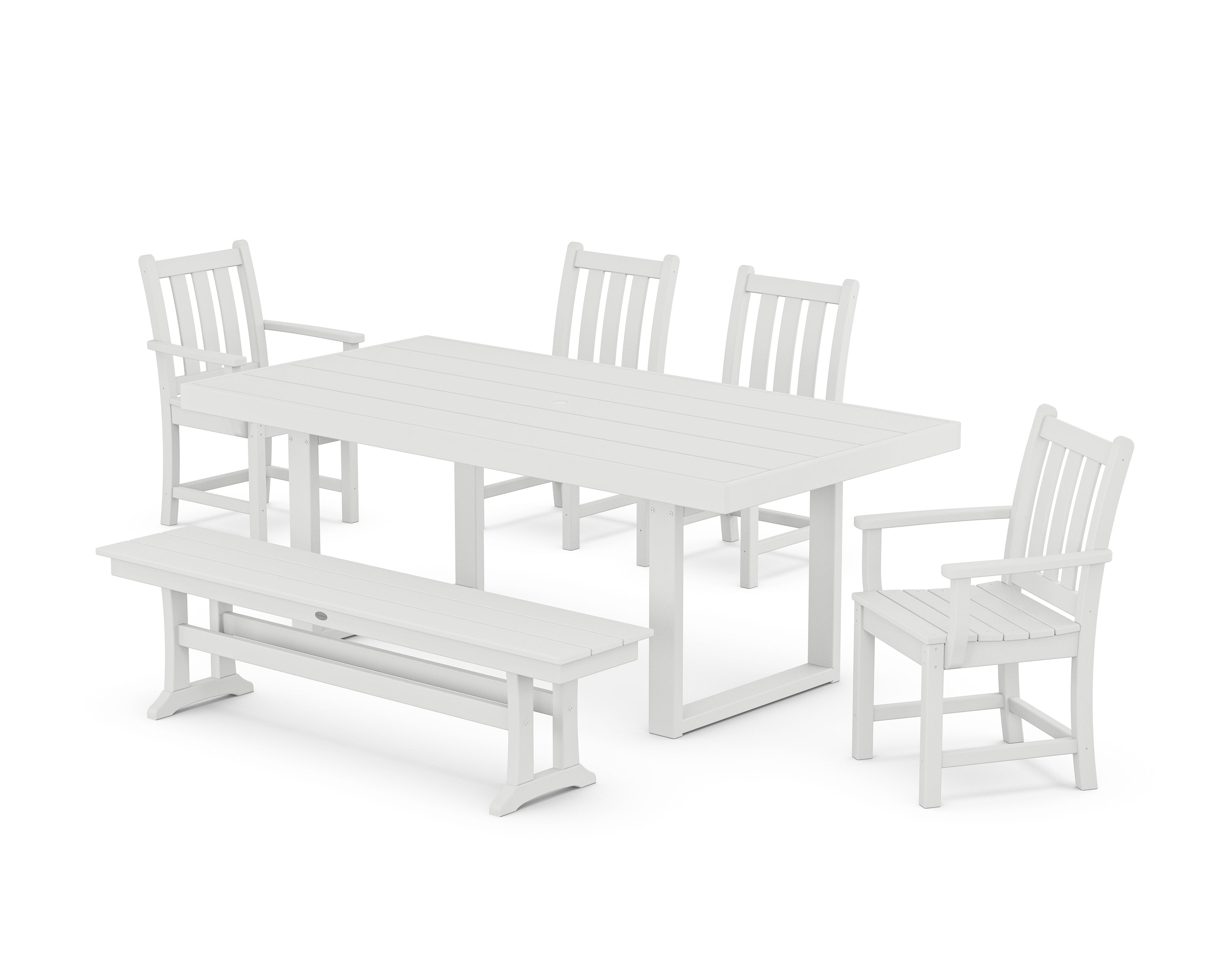 POLYWOOD® Traditional Garden 6-Piece Dining Set in White