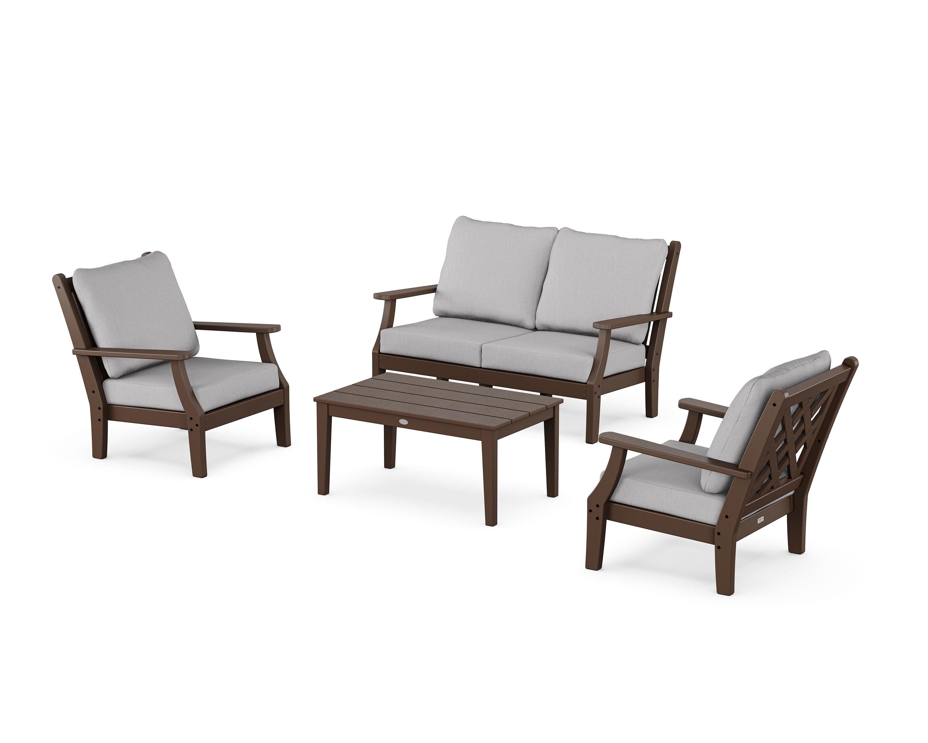 Country Living Wovendale 4-Piece Deep Seating Set with Loveseat in Mahogany / Granite