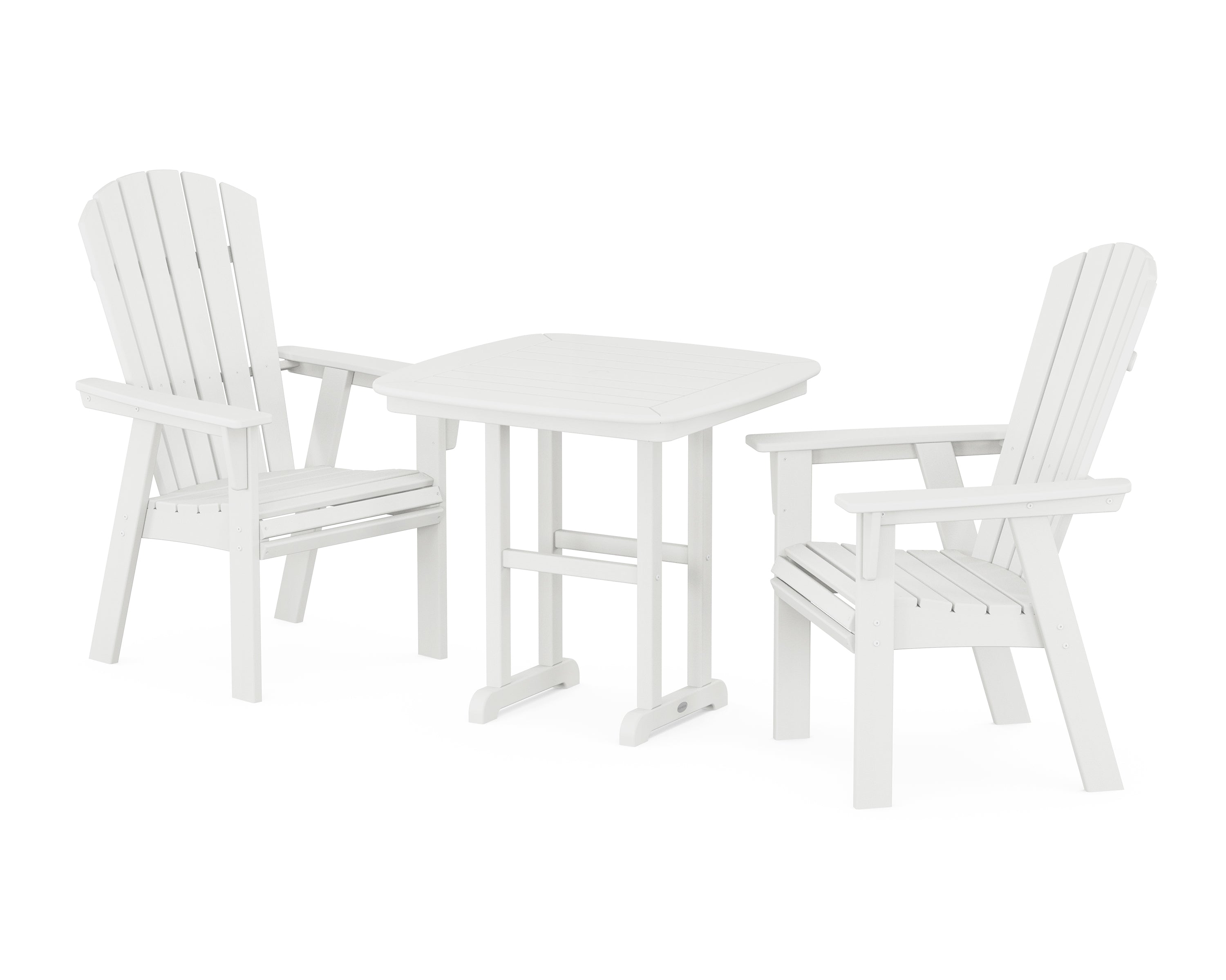 POLYWOOD® Nautical Adirondack 3-Piece Dining Set in Vintage White
