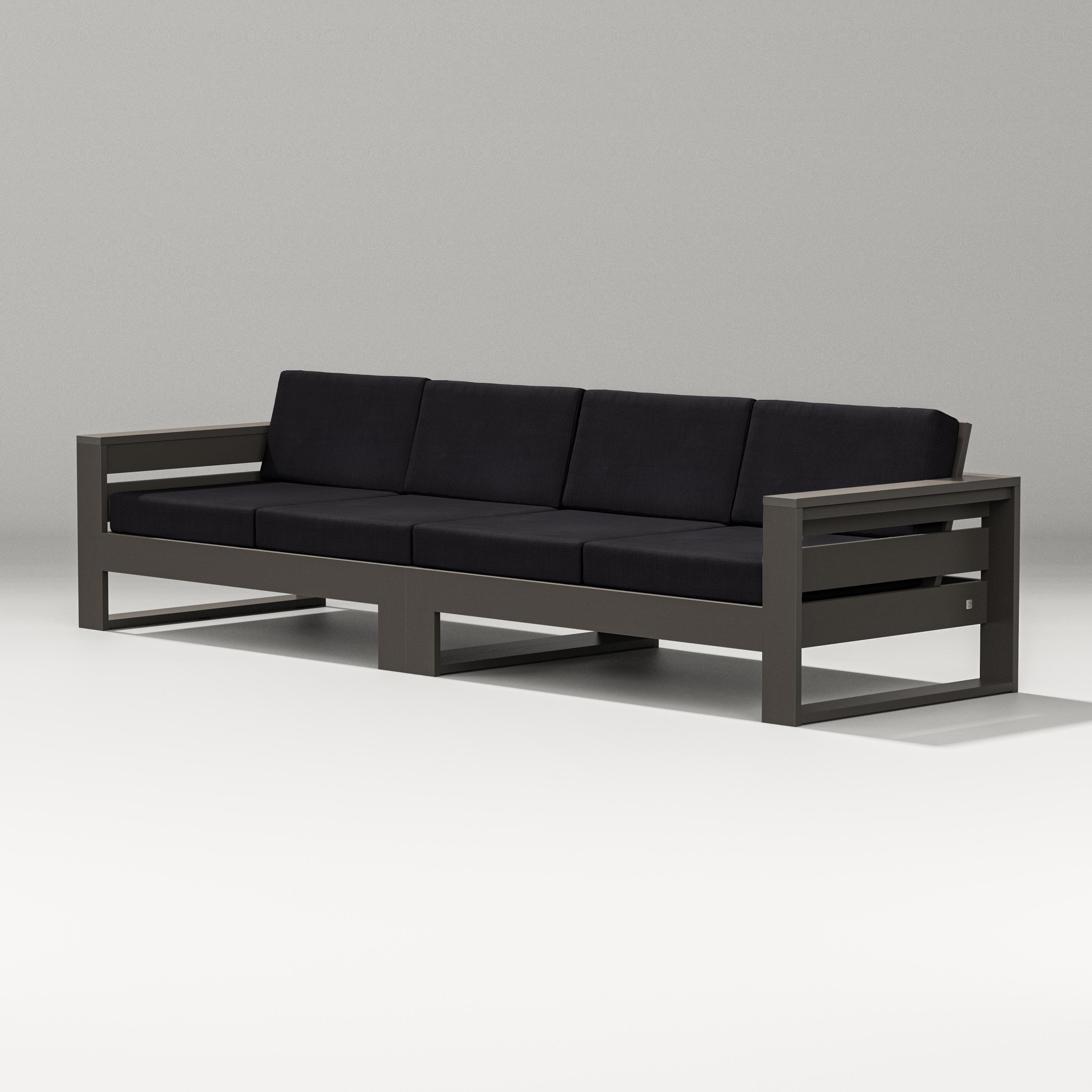 PW Designer Series Latitude Straight Sectional in Vintage Coffee / Midnight Linen