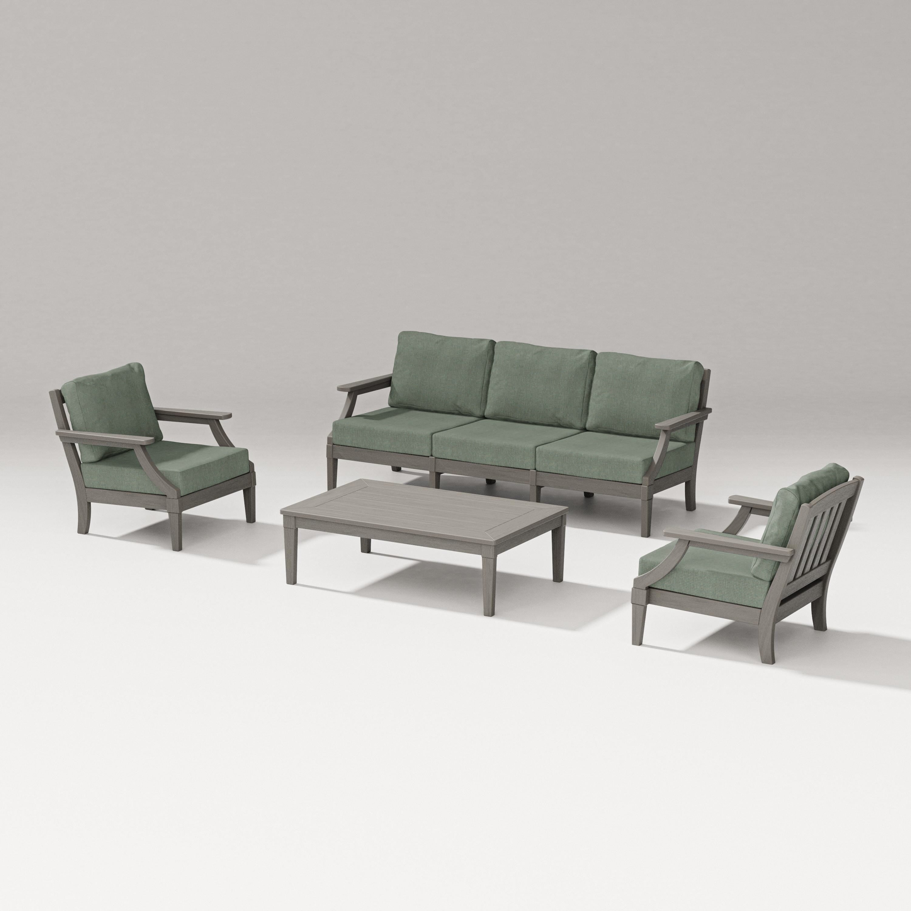 PW Designer Series Estate 4-Piece Lounge Sofa Set in Driftwood / Cast Sage