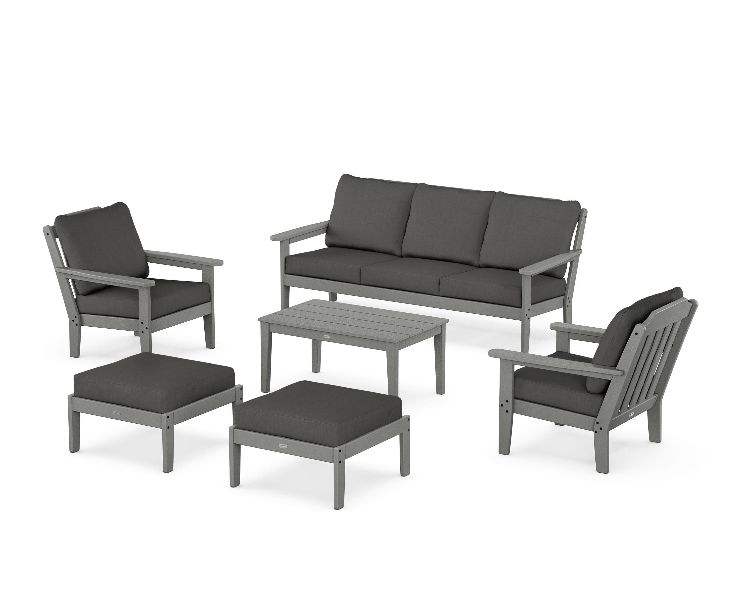 Country Living Cottage 6-Piece Lounge Sofa Set in Slate Grey / Spectrum Carbon