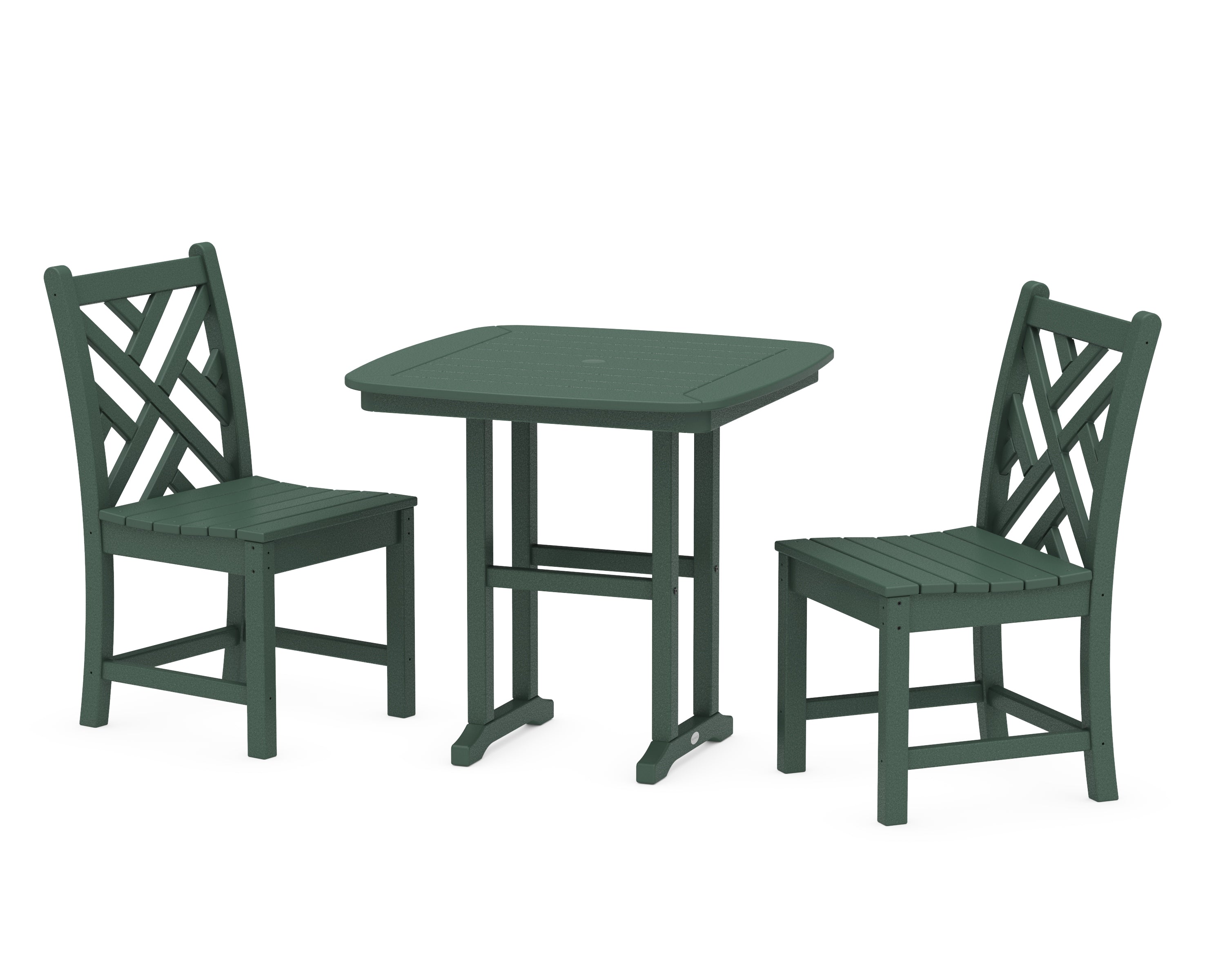 POLYWOOD Chippendale Side Chair 3-Piece Dining Set in Green