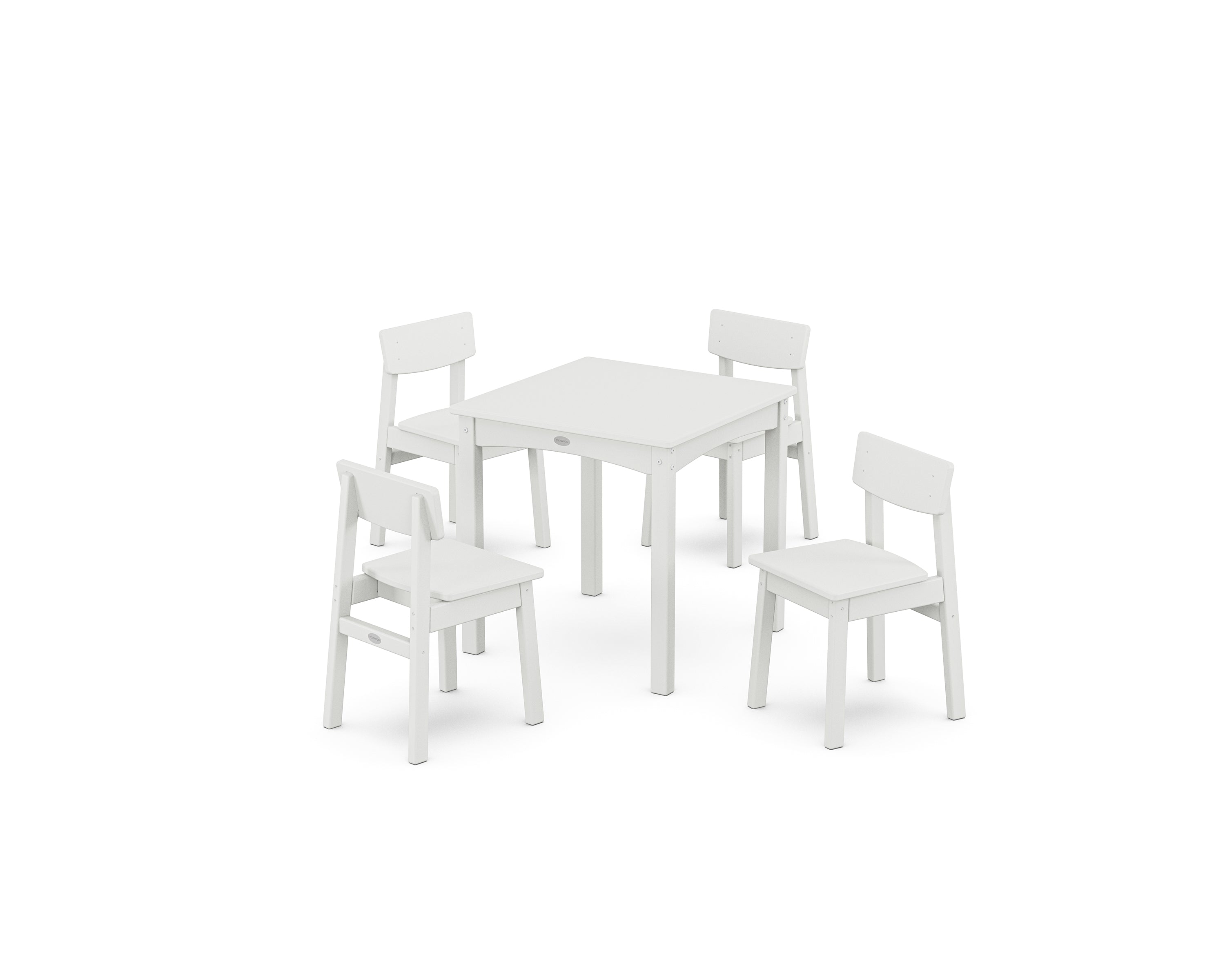 POLYWOOD Modern Studio Kids 5-Piece Dining Set in White