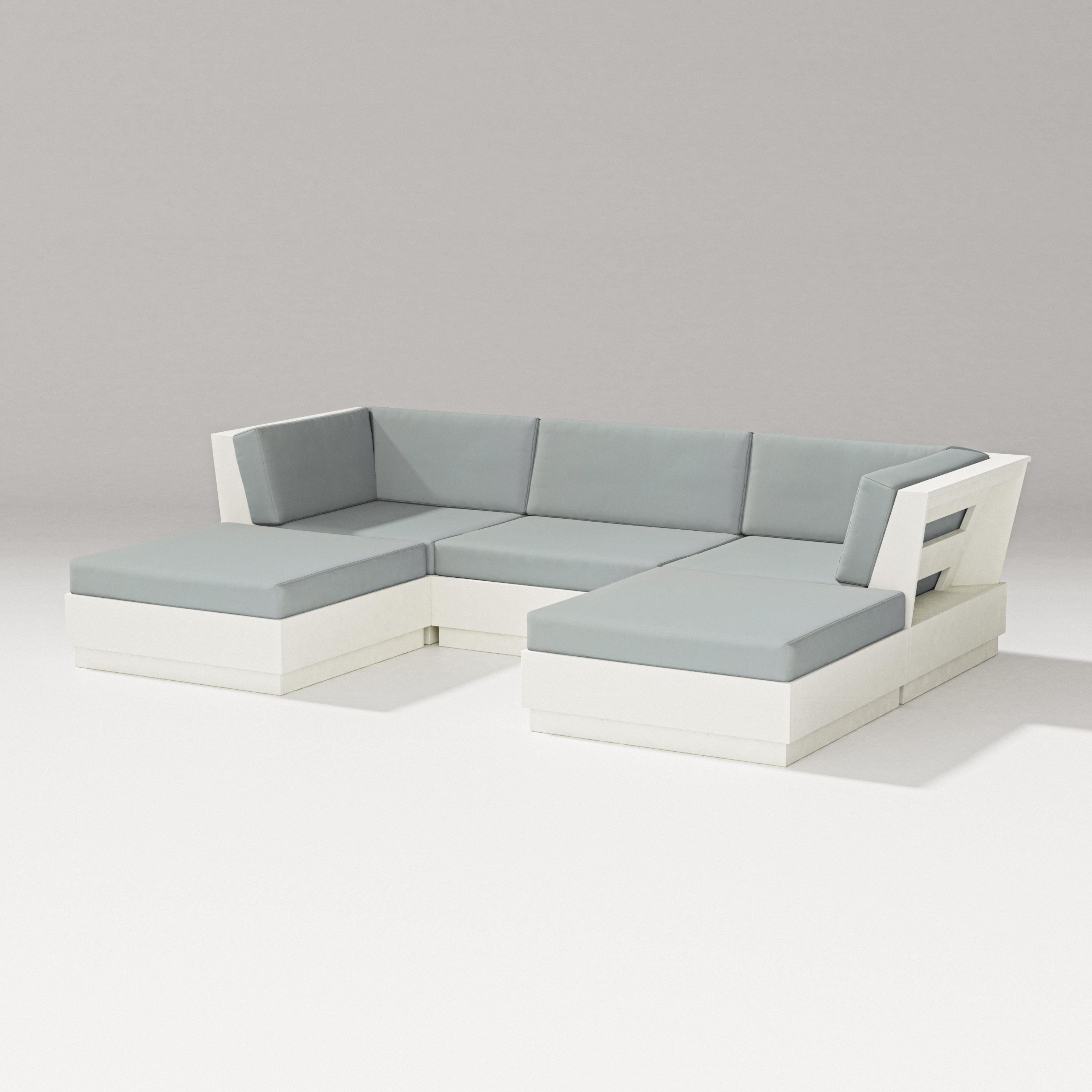 PW Designer Series Elevate Double Chaise Sectional in Vintage White / Spa