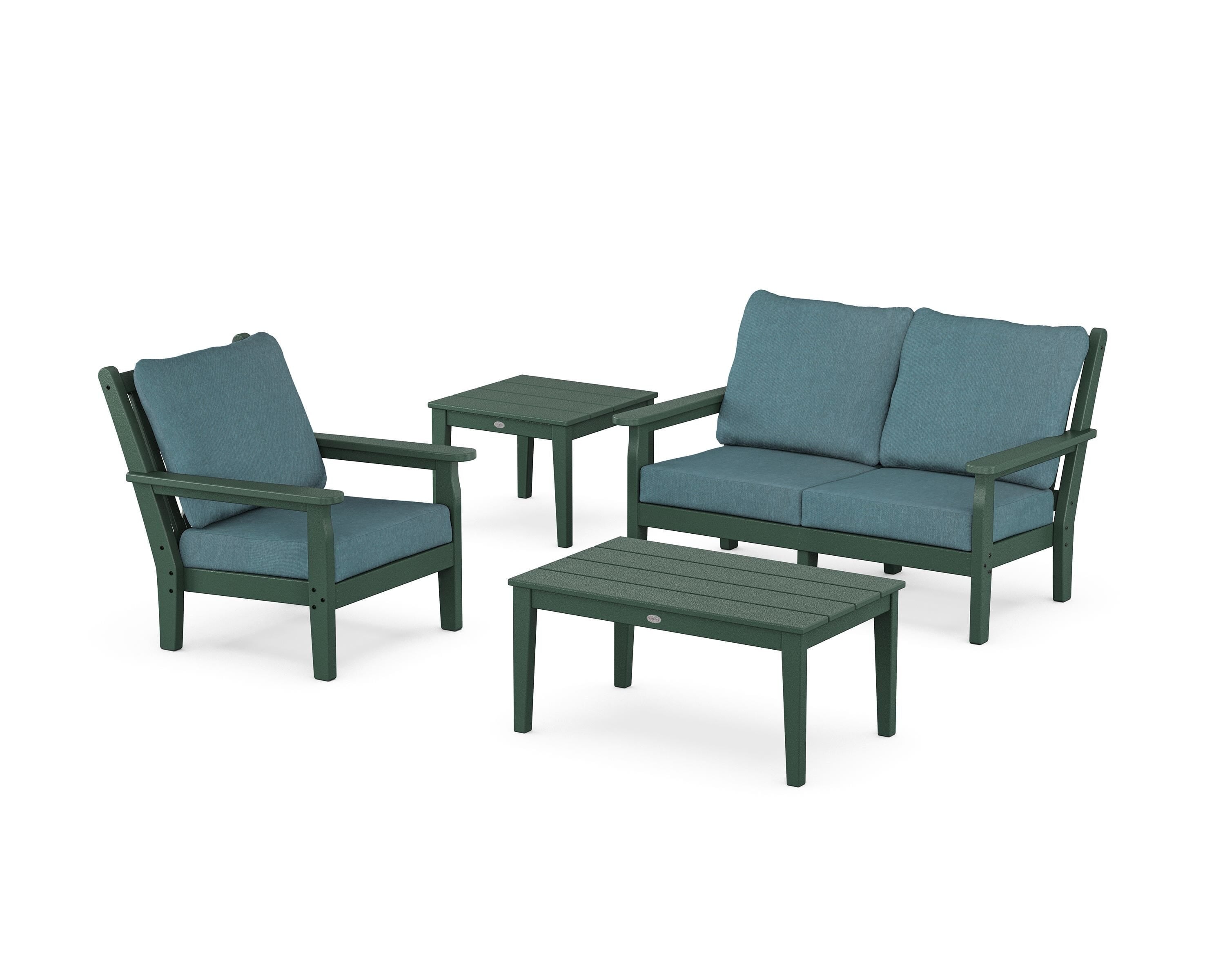 POLYWOOD Chippendale 4-Piece Deep Seating Set in Green / Ocean Teal