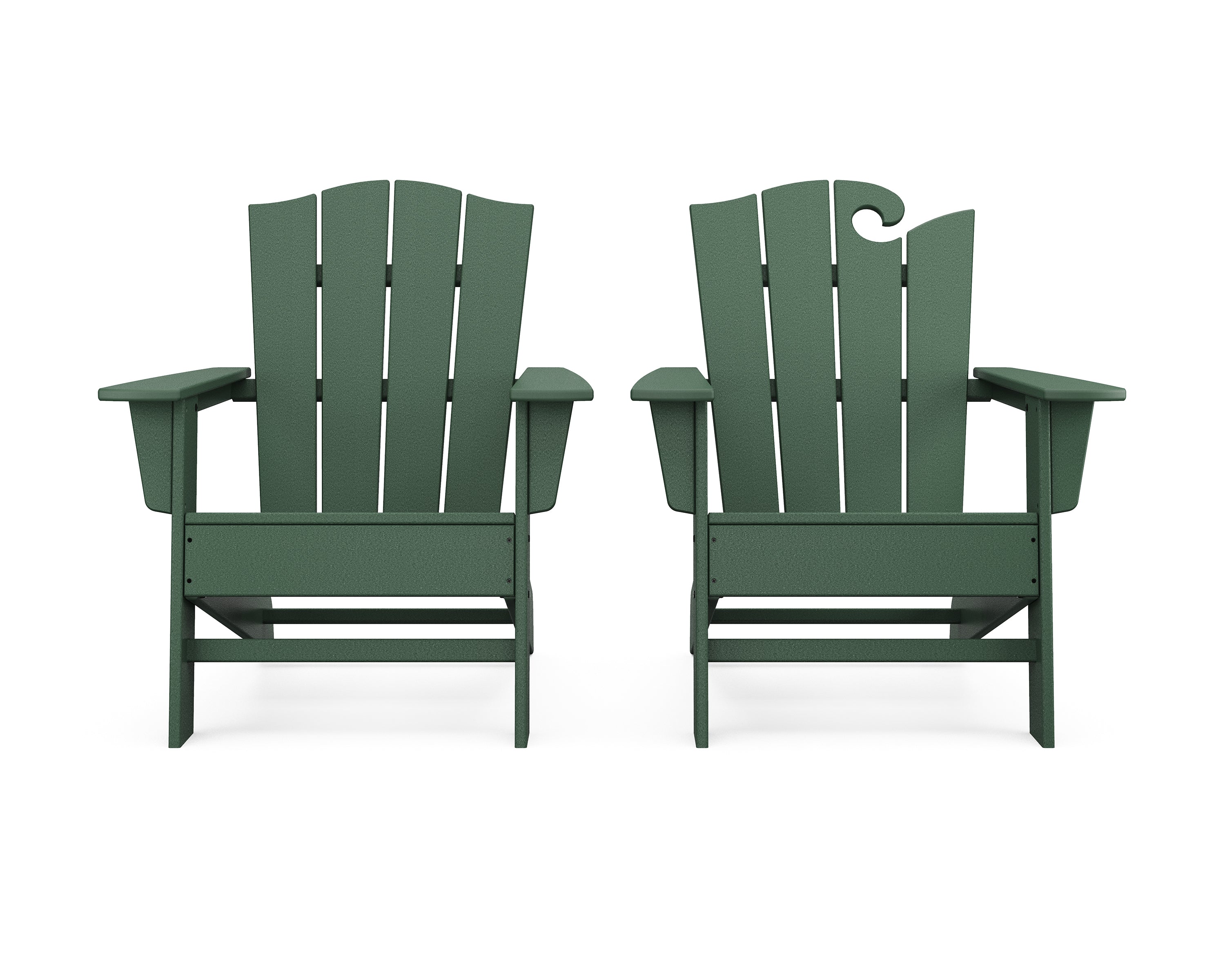 POLYWOOD® Wave 2-Piece Adirondack Chair Set with The Crest Chair in Green