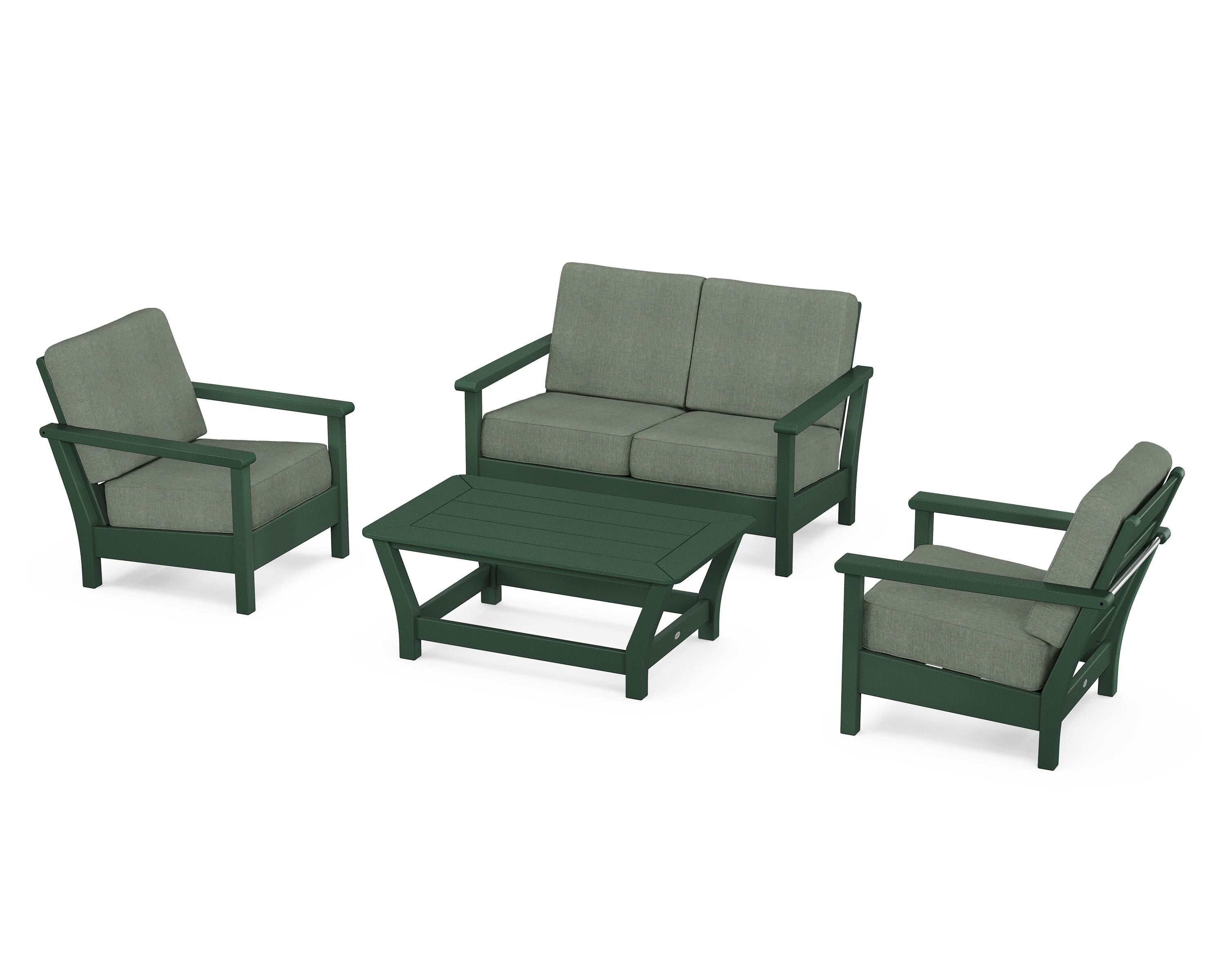 POLYWOOD Harbour 4-Piece Deep Seating Set in Green / Cast Sage