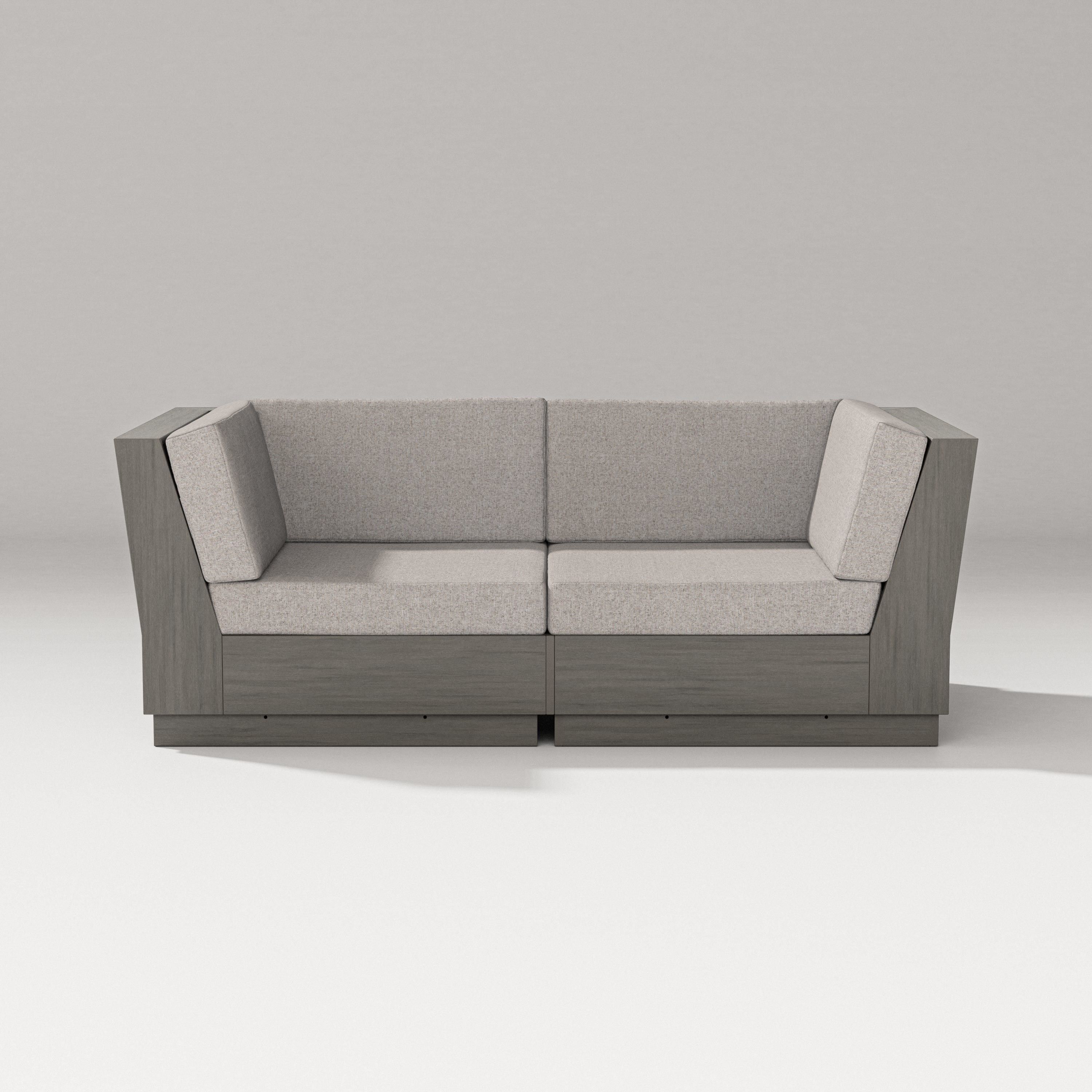 PW Designer Series Elevate Loveseat Sectional in Driftwood / Weathered Tweed