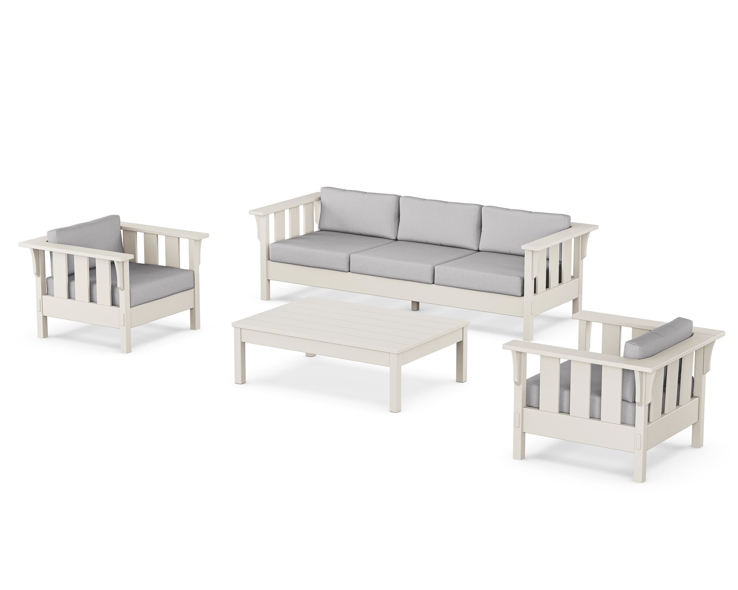 Martha Stewart by POLYWOOD Acadia 4-Piece Deep Seating Set with Sofa in Sand / Granite