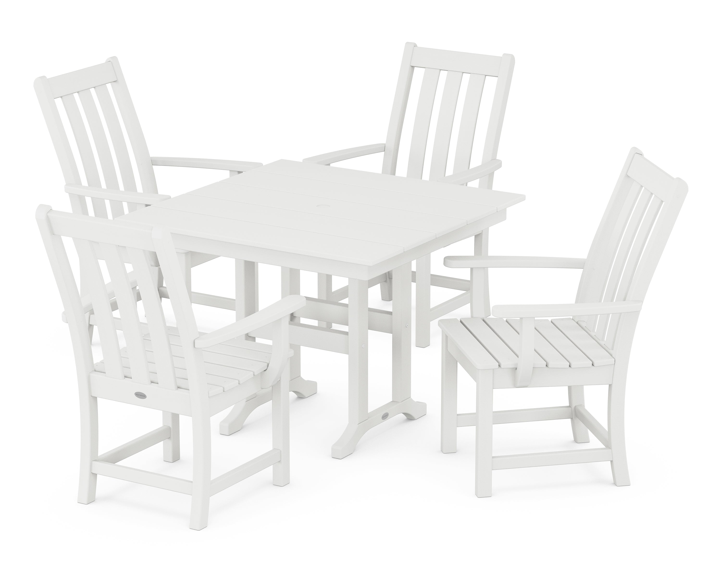 POLYWOOD® Vineyard 5-Piece Farmhouse Dining Set in Vintage White