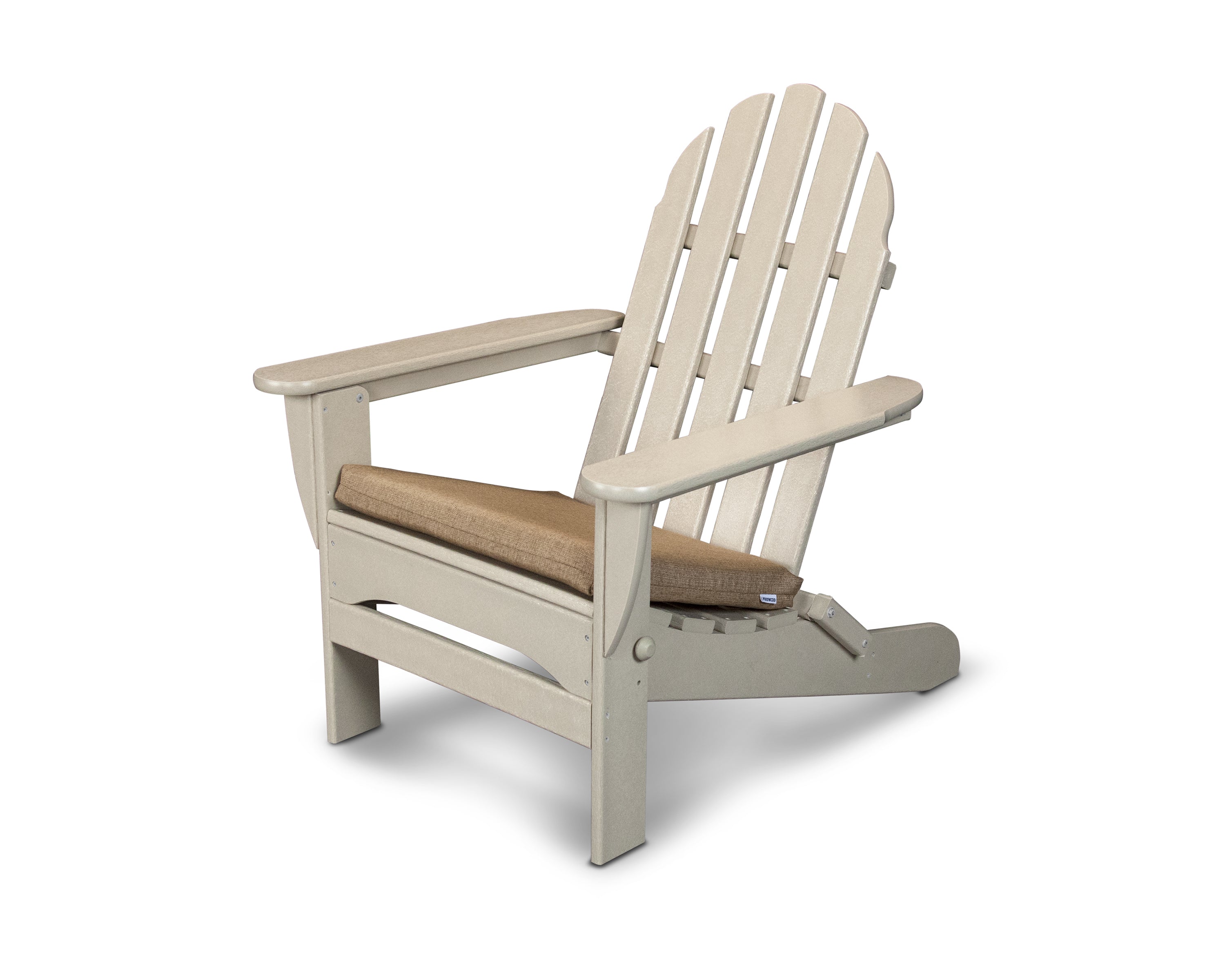 POLYWOOD Adirondack Chair with Seat Cushion in Sand / Sesame
