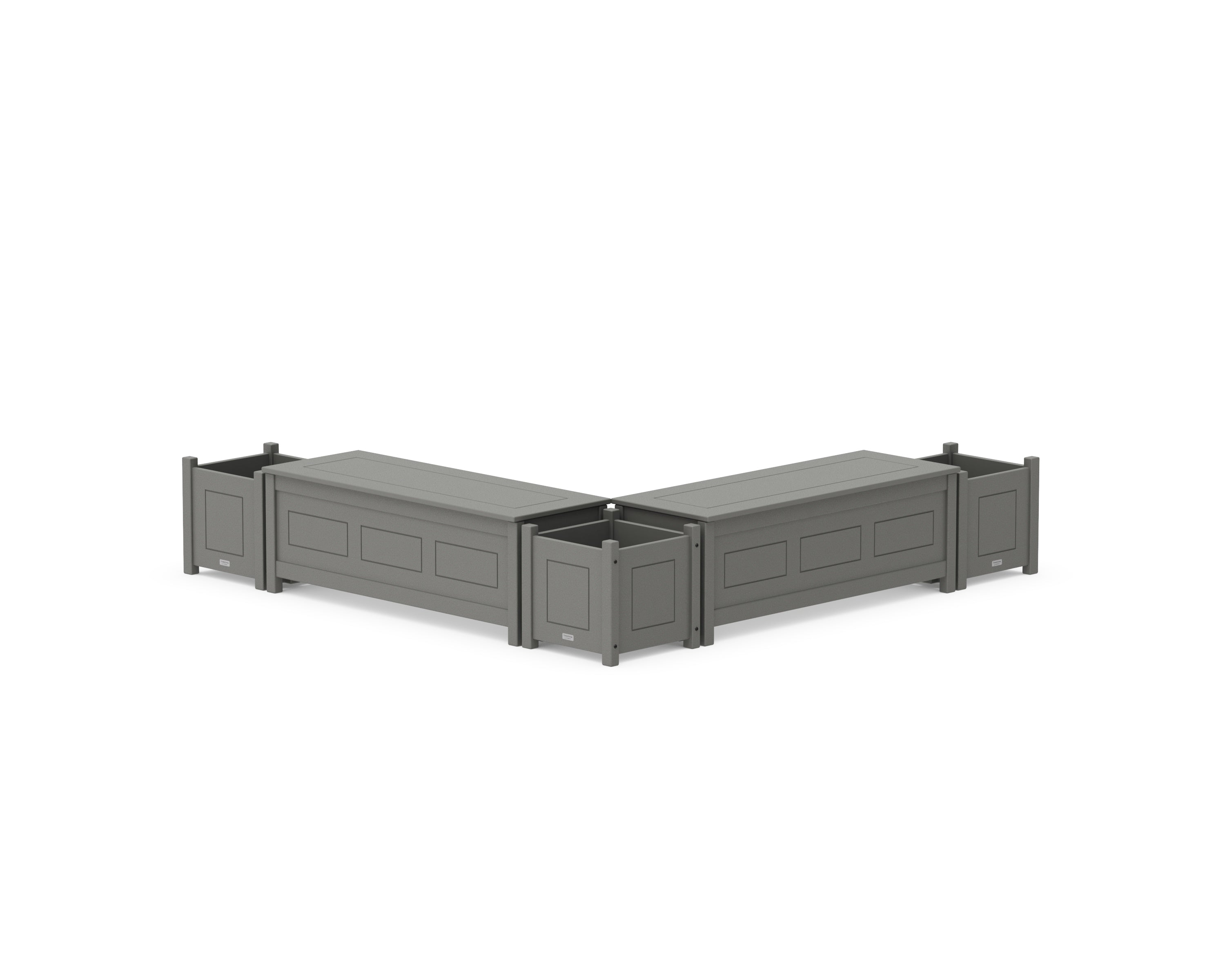 Country Living 48" Country Living L- Shaped Planter Storage Bench Corner Set in Slate Grey