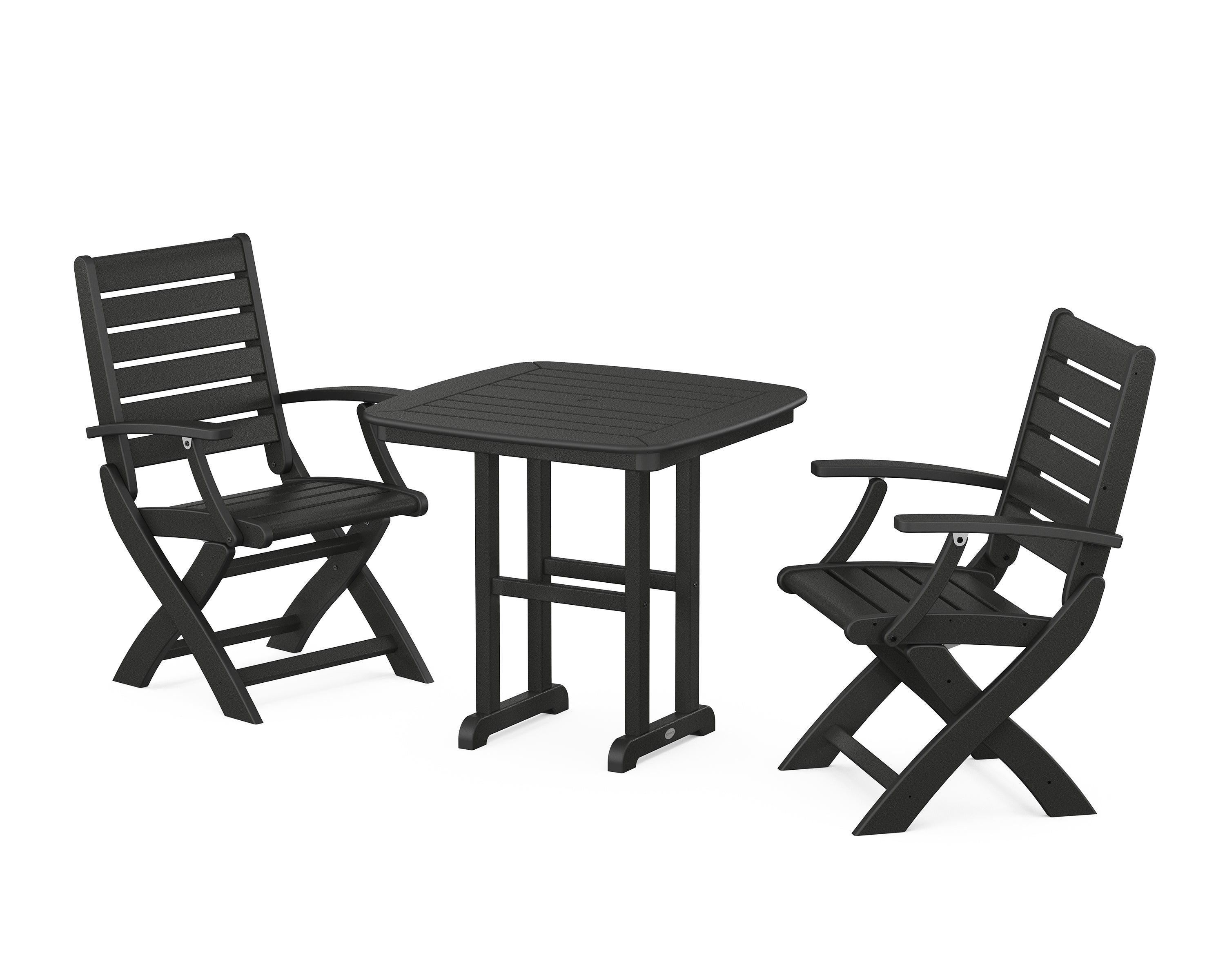 POLYWOOD® Signature Folding Chair 3-Piece Dining Set in Black