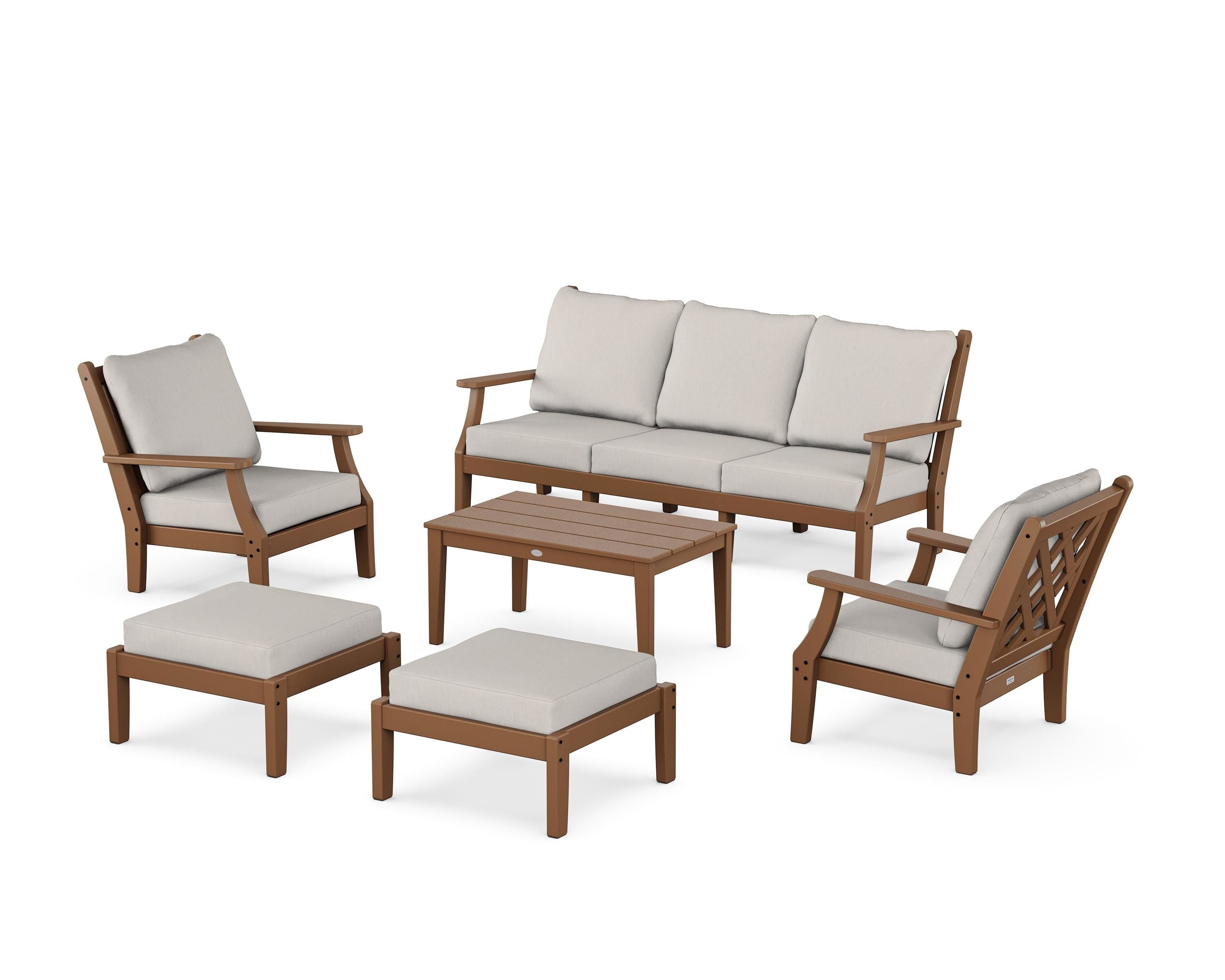 Country Living Wovendale 6-Piece Lounge Sofa Set in Teak / Cast Ash