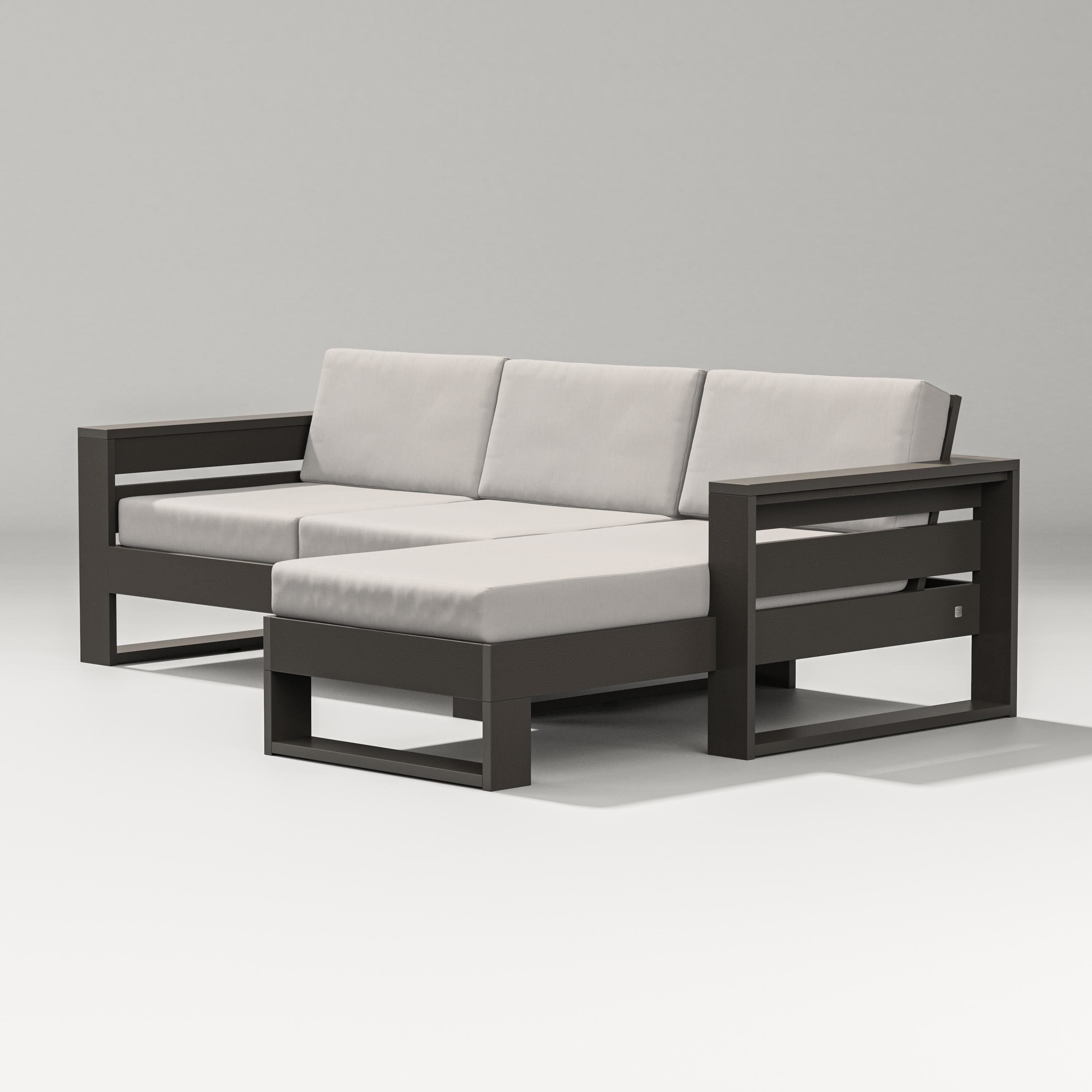 PW Designer Series Latitude Right Chaise Sectional in Vintage Coffee / Cast Ash