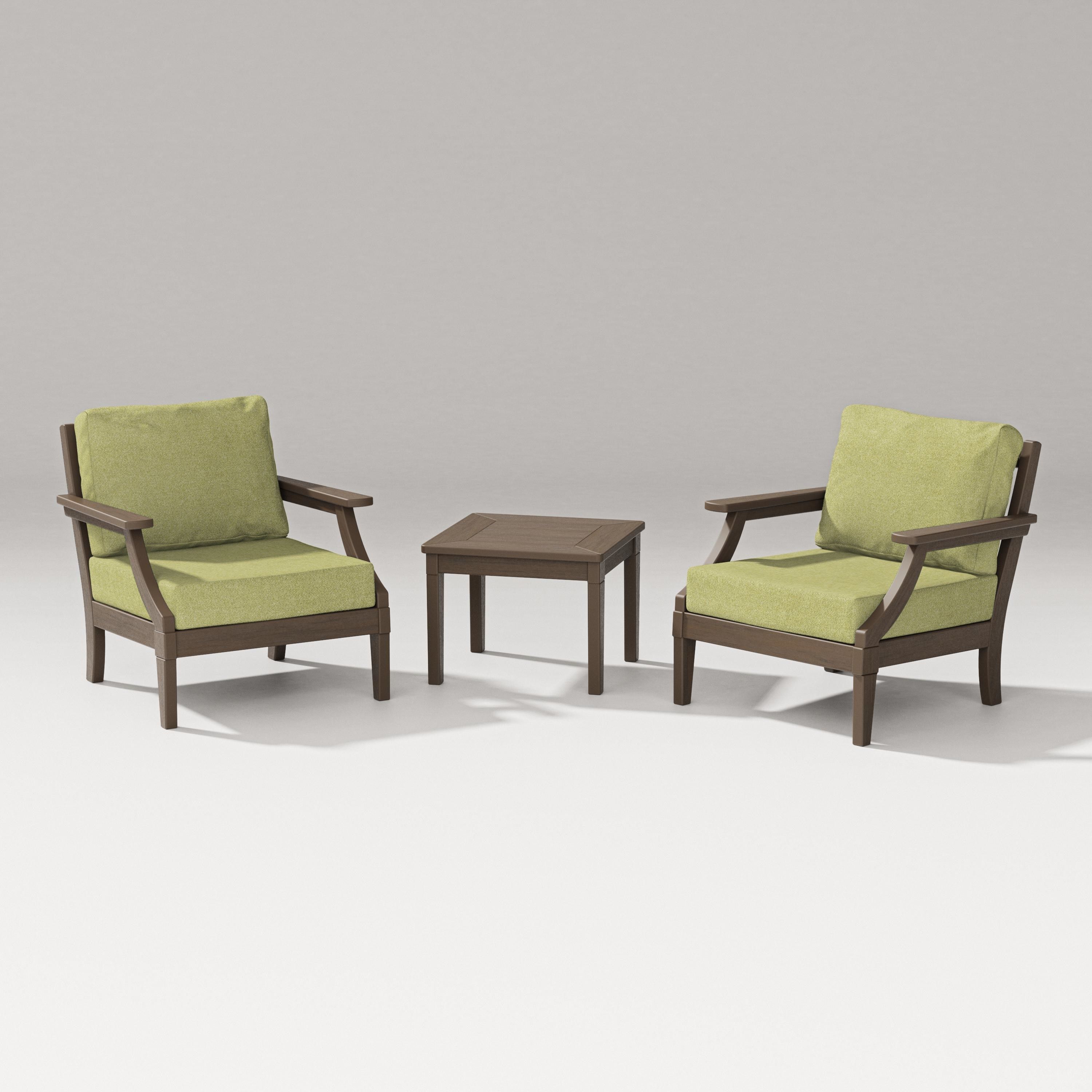 PW Designer Series Estate 3-Piece Lounge Chair Set in Kona / Chartreuse Boucle