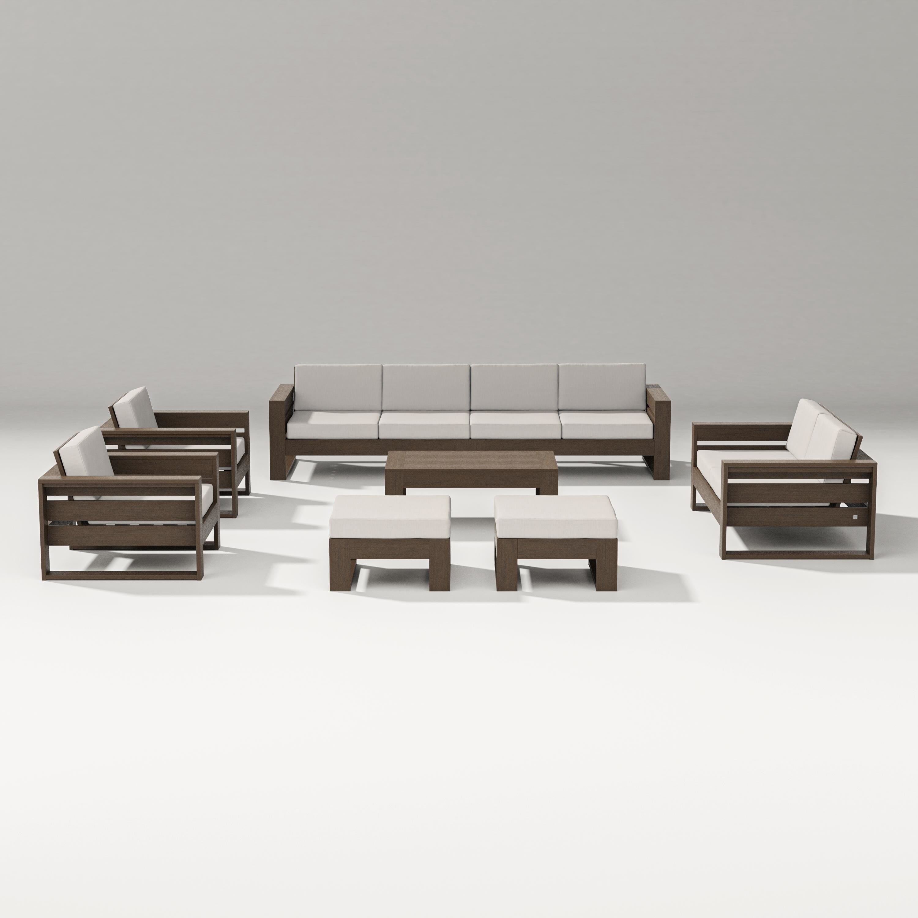 PW Designer Series Latitude 8-Piece Lounge Sofa Set in Kona / Cast Ash