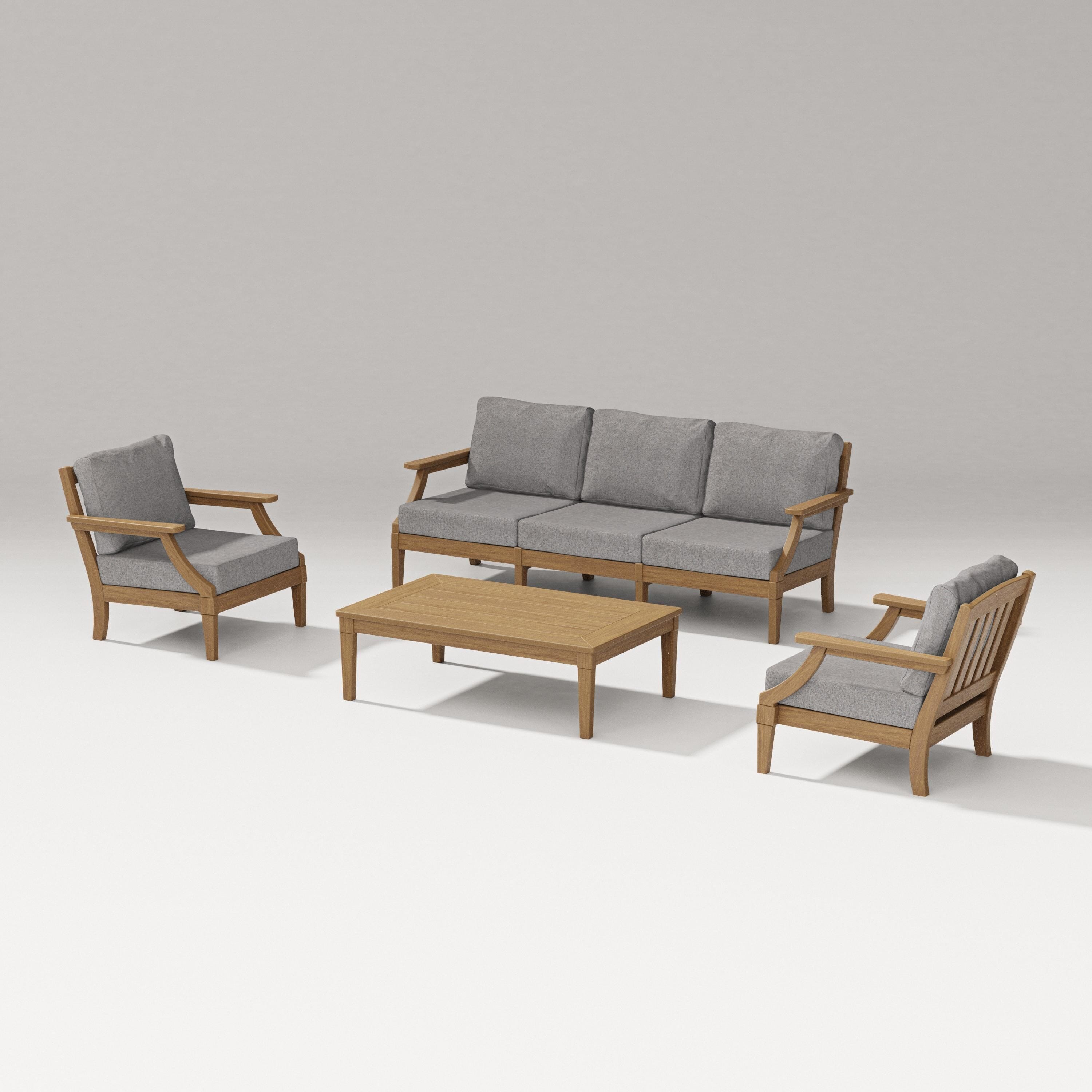 PW Designer Series Estate 4-Piece Lounge Sofa Set in Natural / Grey Mist