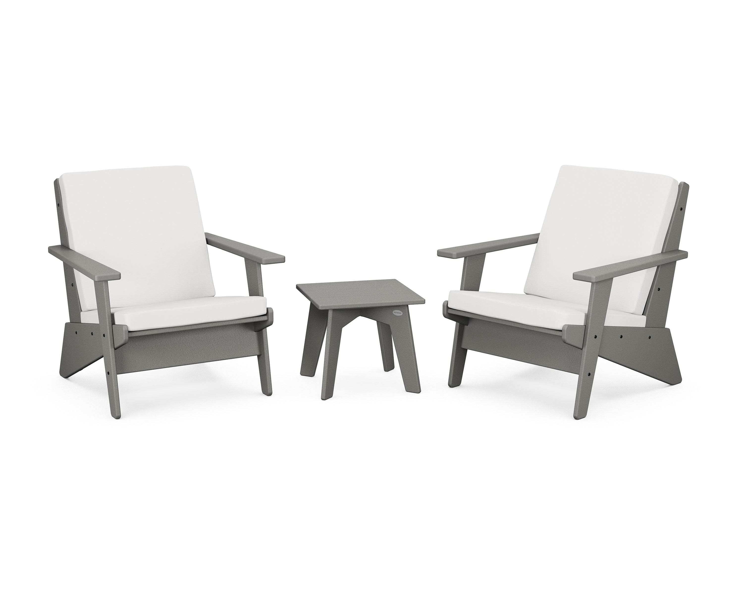 POLYWOOD Riviera Modern Lounge 3-Piece Set in Slate Grey / Natural Linen