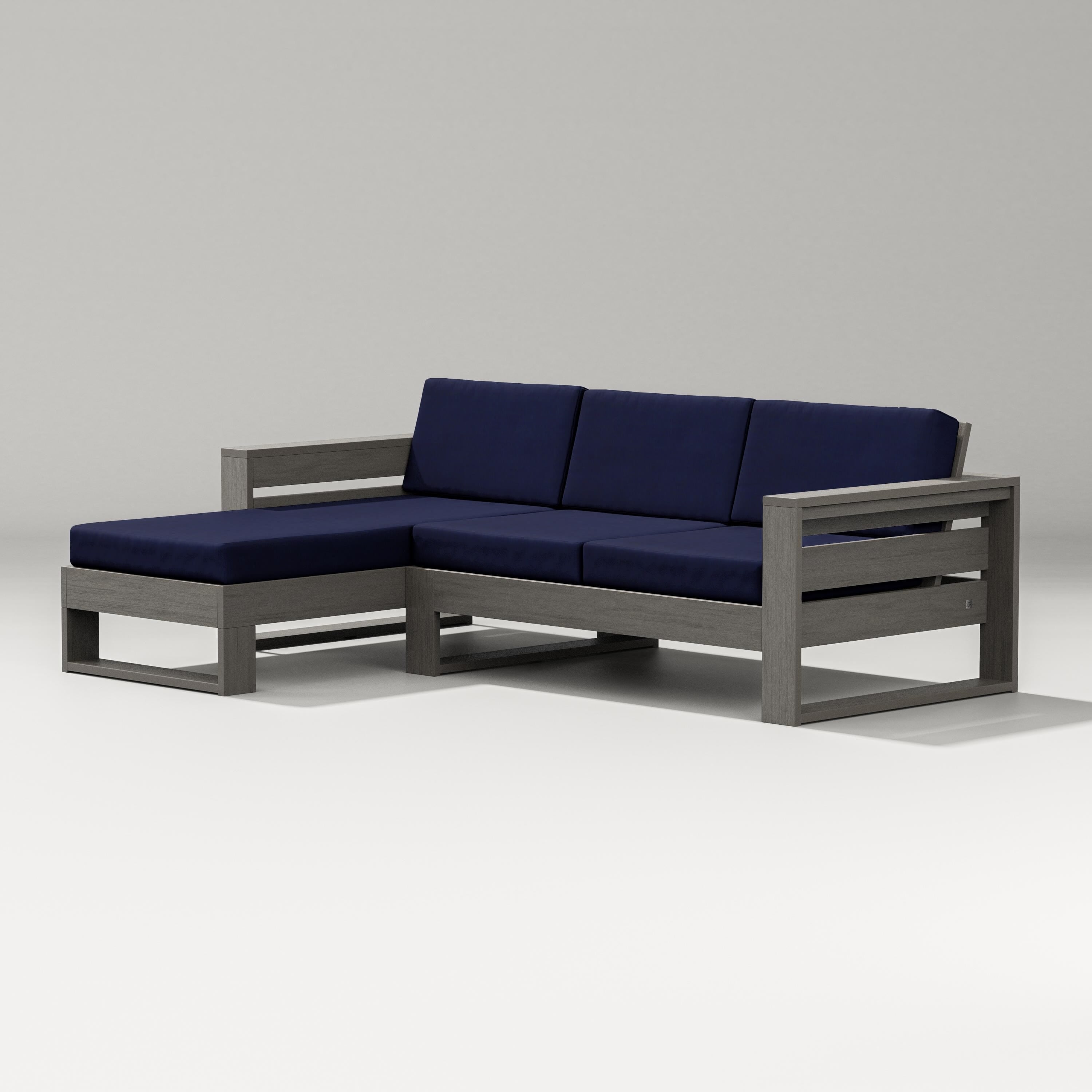 PW Designer Series Latitude Left Chaise Sectional in Driftwood / Navy