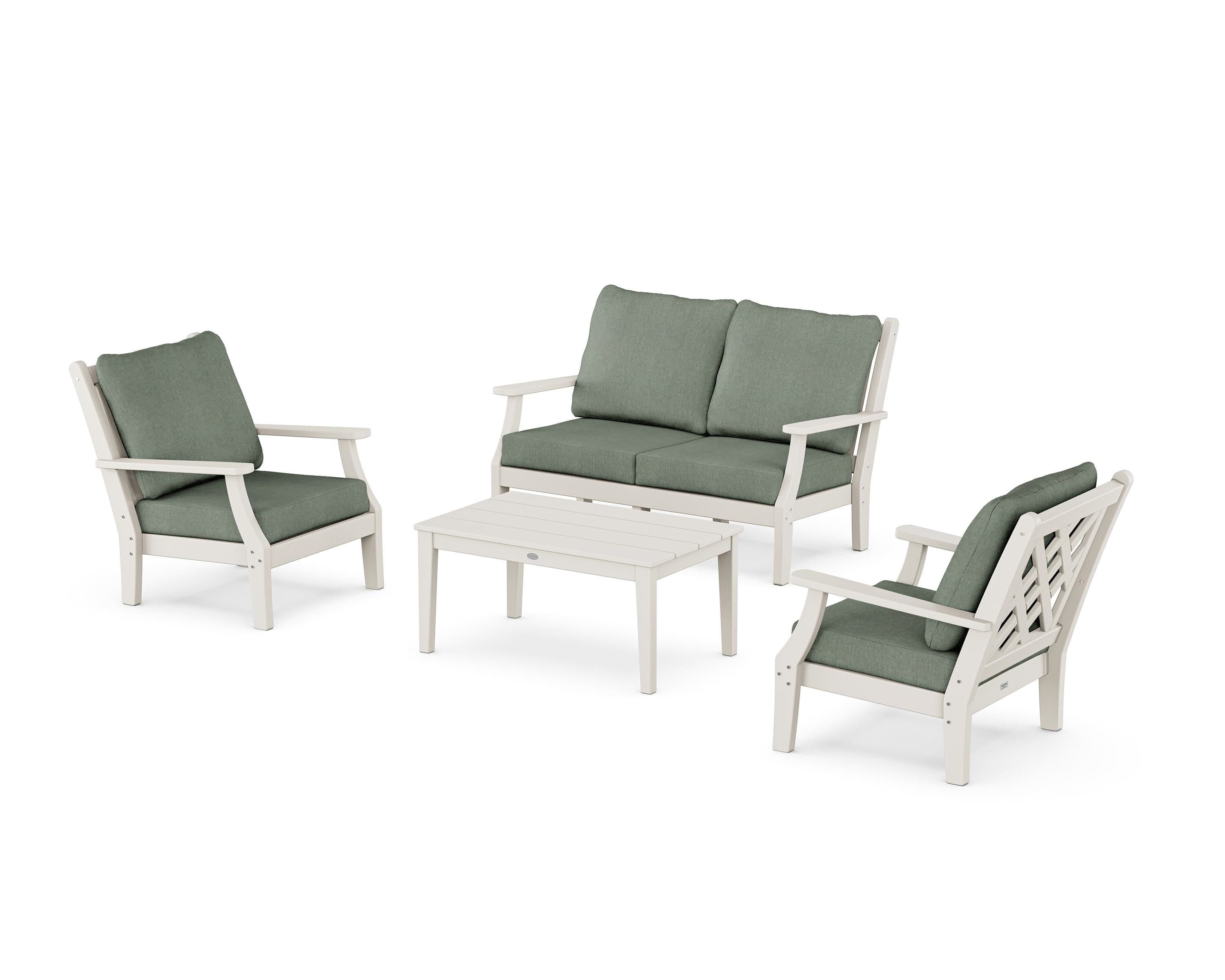 Country Living Wovendale 4-Piece Deep Seating Set with Loveseat in Sand / Cast Sage