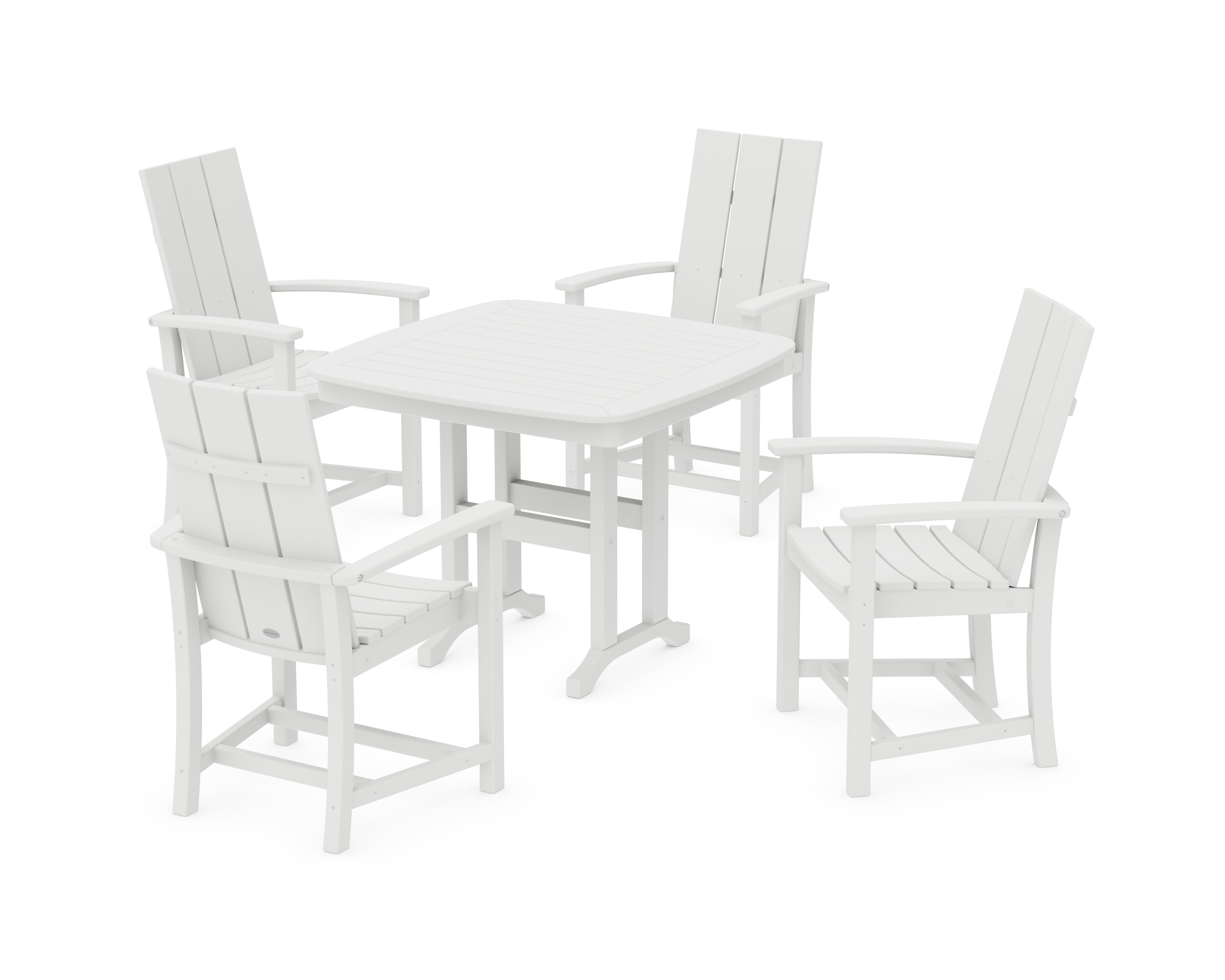 POLYWOOD Modern Adirondack 5-Piece Dining Set in White