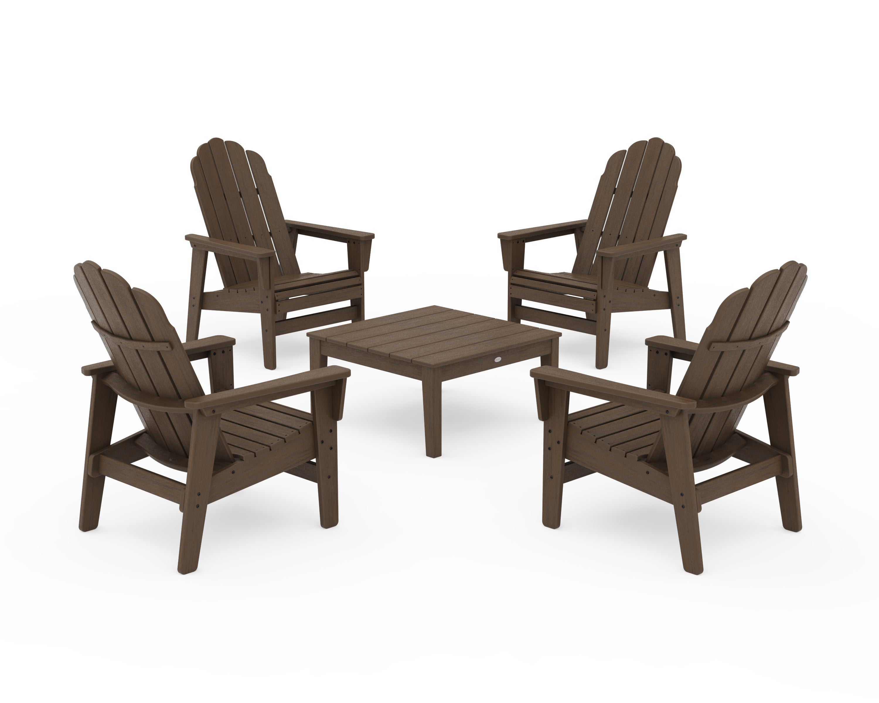 POLYWOOD 5-Piece Vineyard Grand Upright Adirondack Chair Conversation Group in Kona