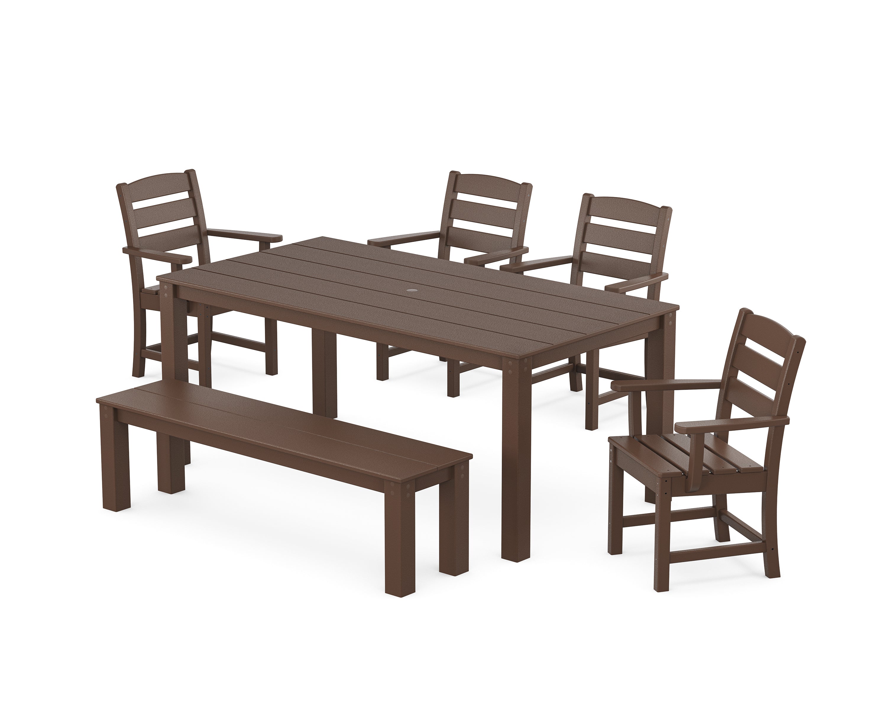 POLYWOOD® Lakeside 6-Piece Parsons Dining Set with Bench in Mahogany