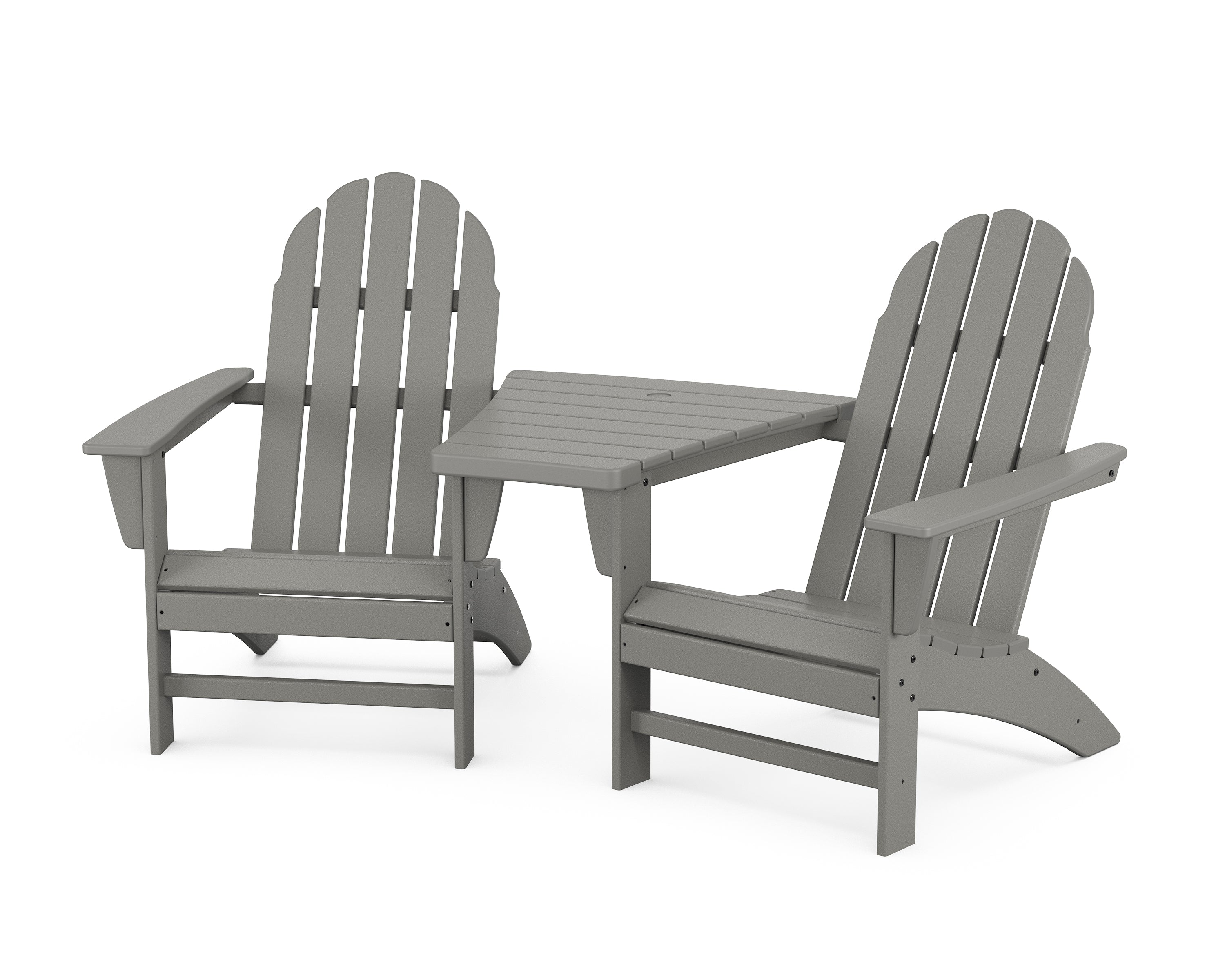 POLYWOOD® Vineyard 3-Piece Adirondack Set with Angled Connecting Table in Slate Grey