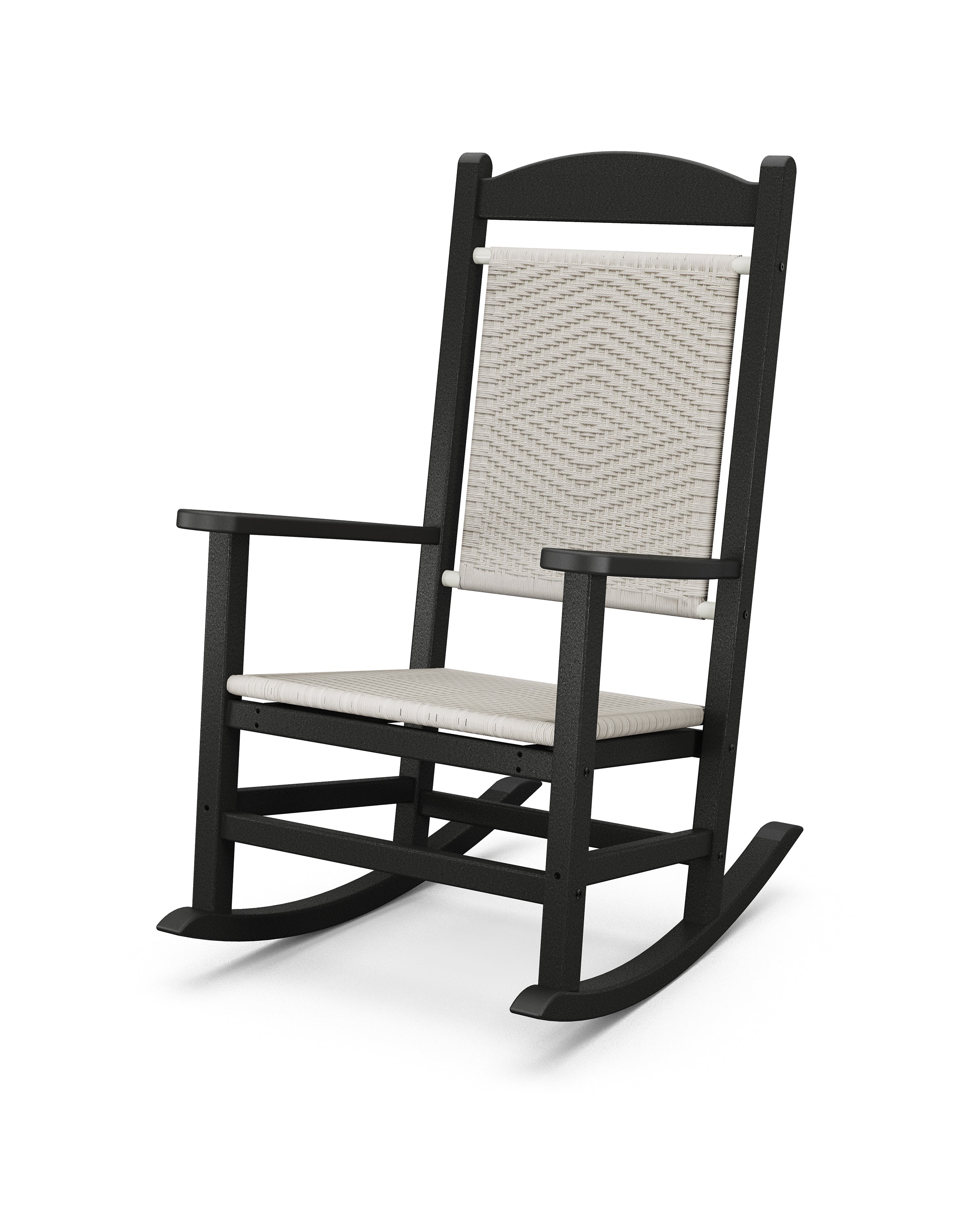 POLYWOOD® Presidential Woven Rocking Chair in Black / White Loom