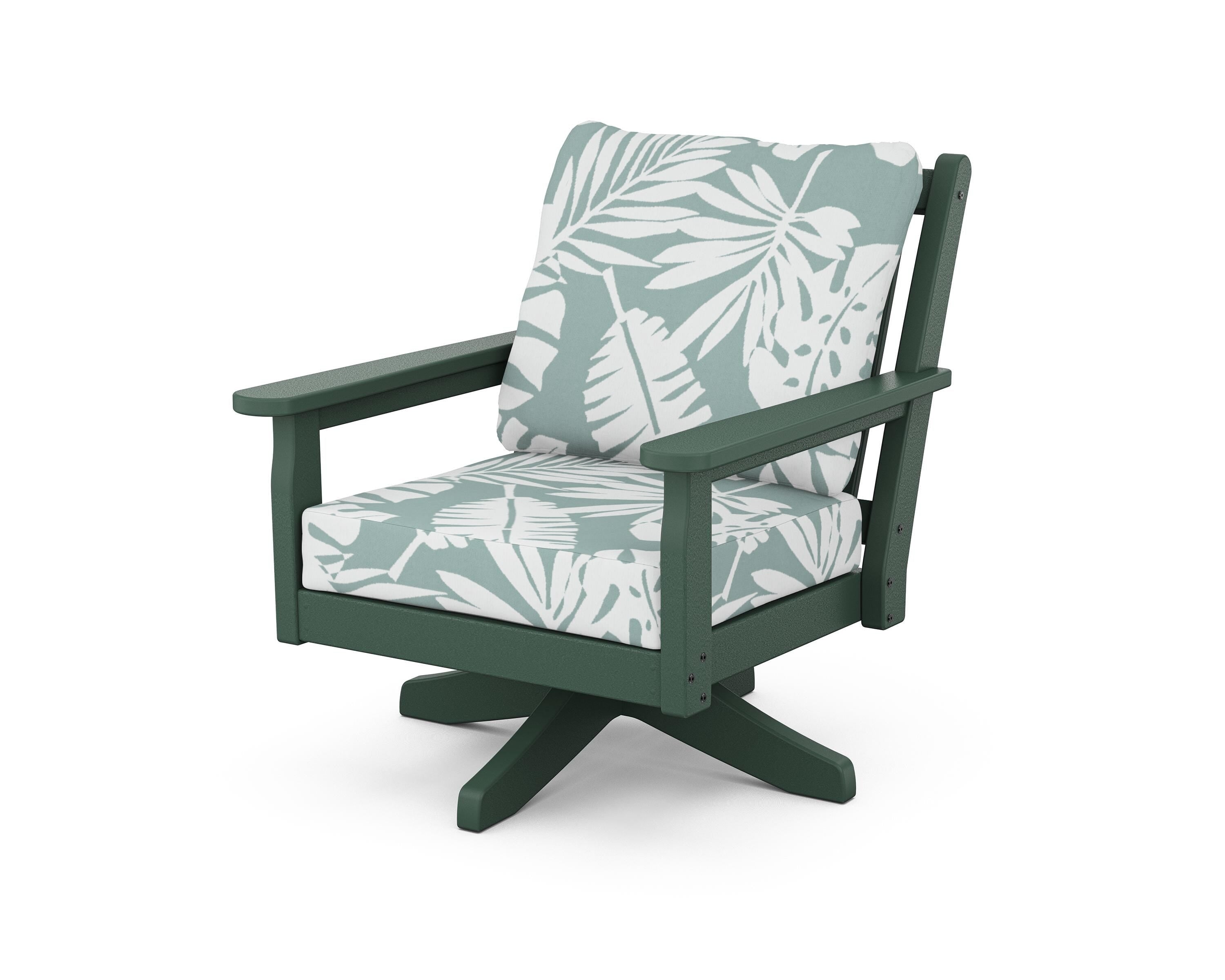 POLYWOOD Chippendale Deep Seating Swivel Chair in Green / Leaf Glacier Spa