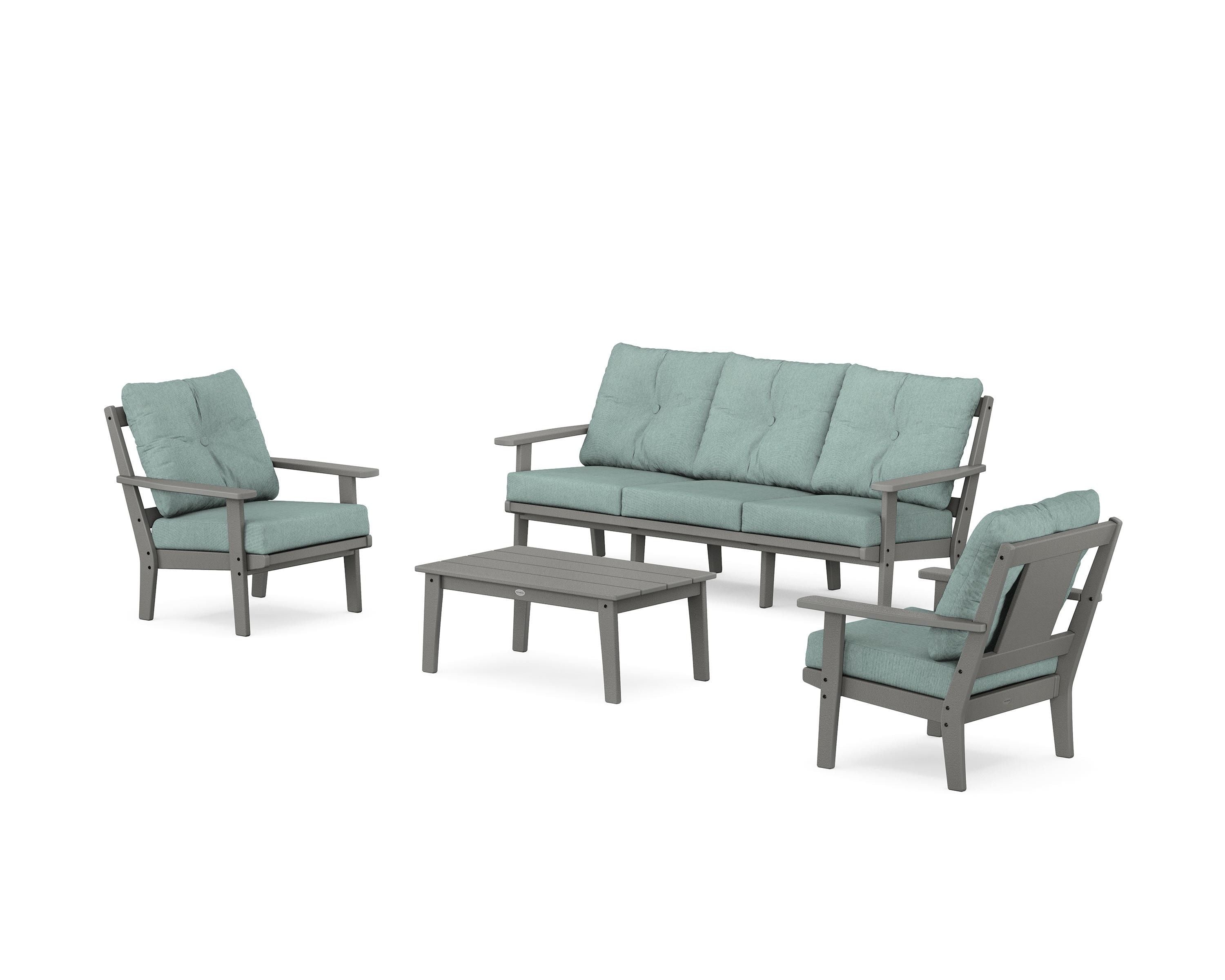 POLYWOOD Prairie 4-Piece Deep Seating Set with Sofa in Slate Grey / Glacier Spa