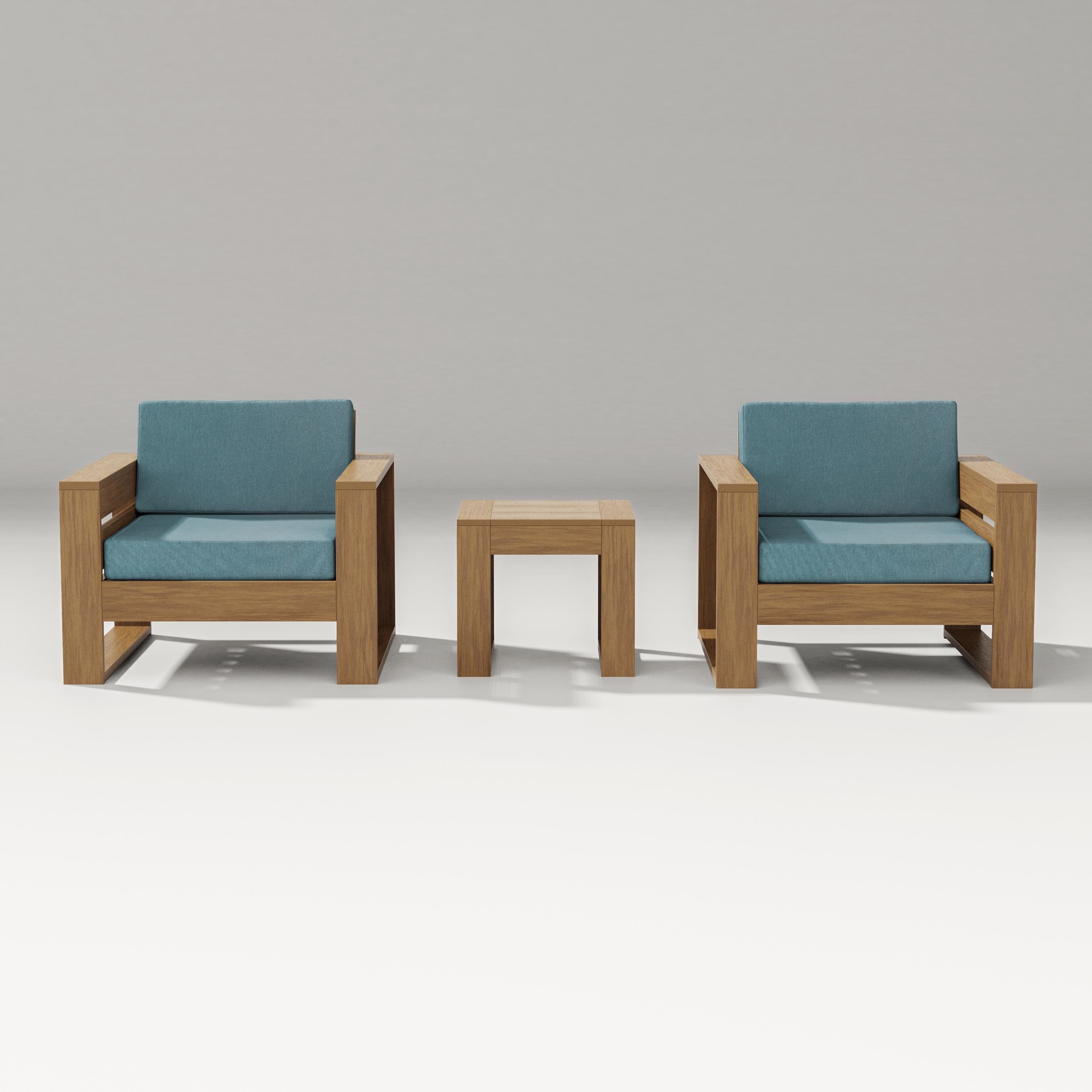 PW Designer Series Latitude 3-Piece Lounge Chair Set in Natural / Ocean Teal
