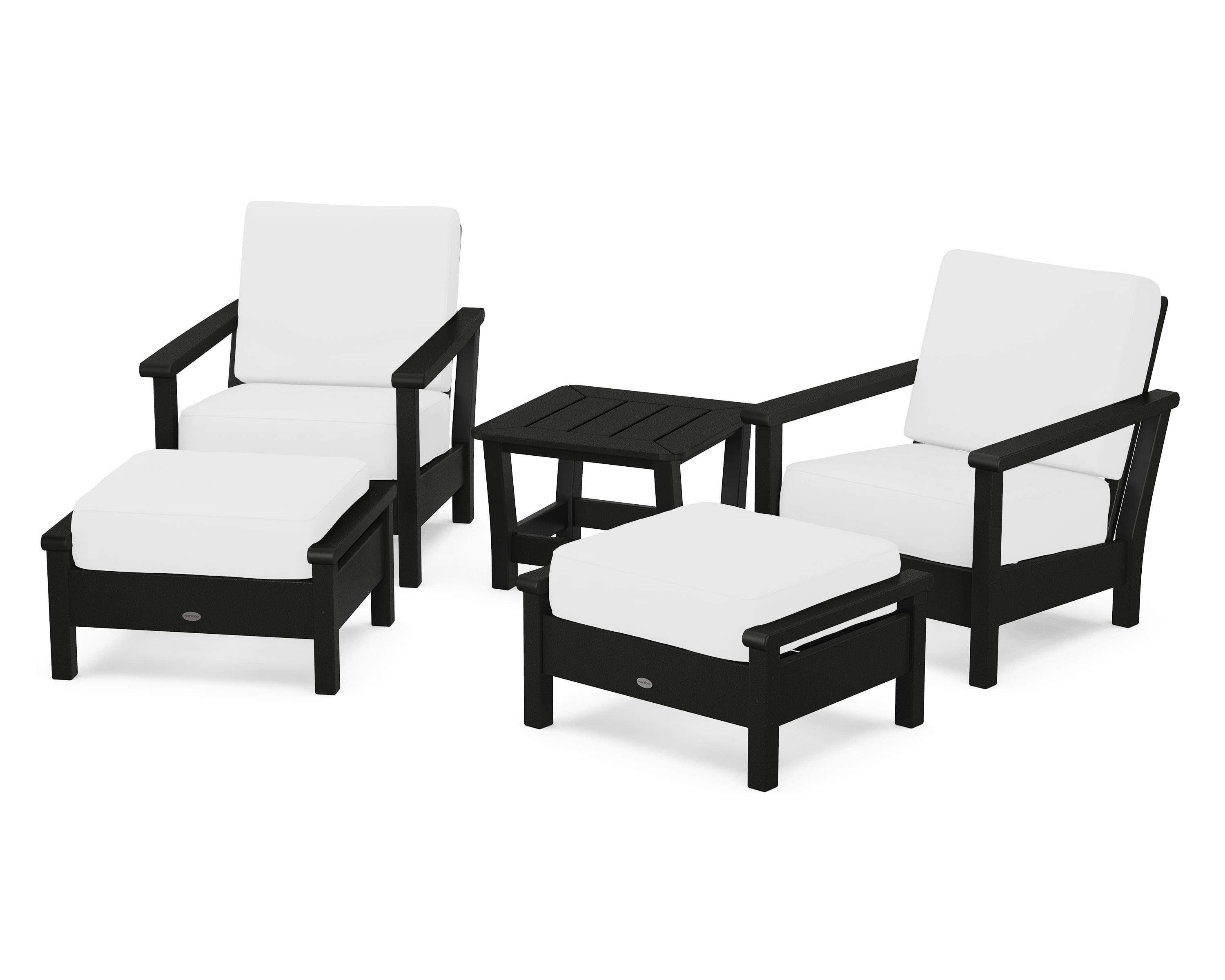 POLYWOOD Harbour 5-Piece Deep Seating Chair Set in Black / Natural