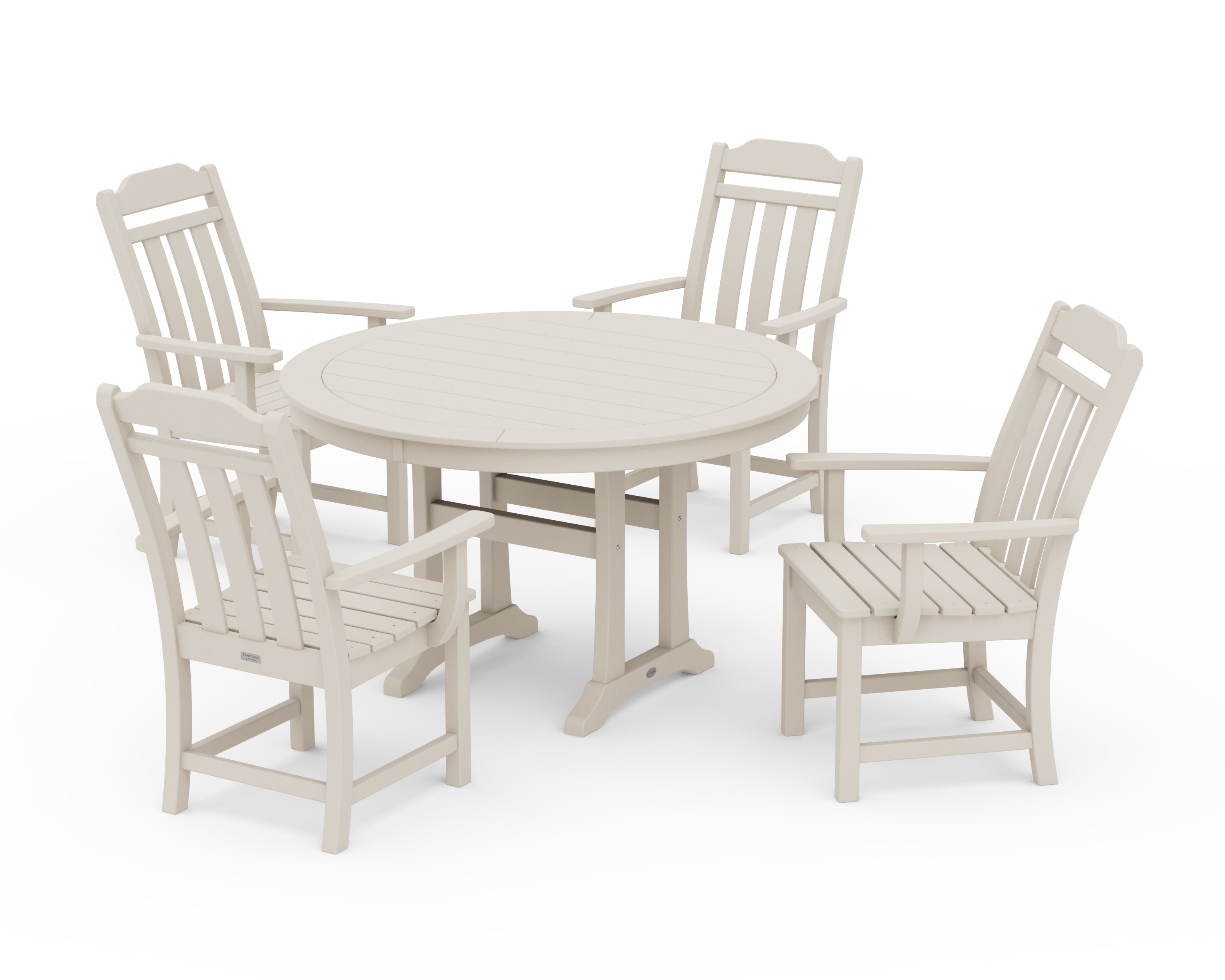 Country Living Cottage 5-Piece Round Dining Set with Trestle Legs in Sand