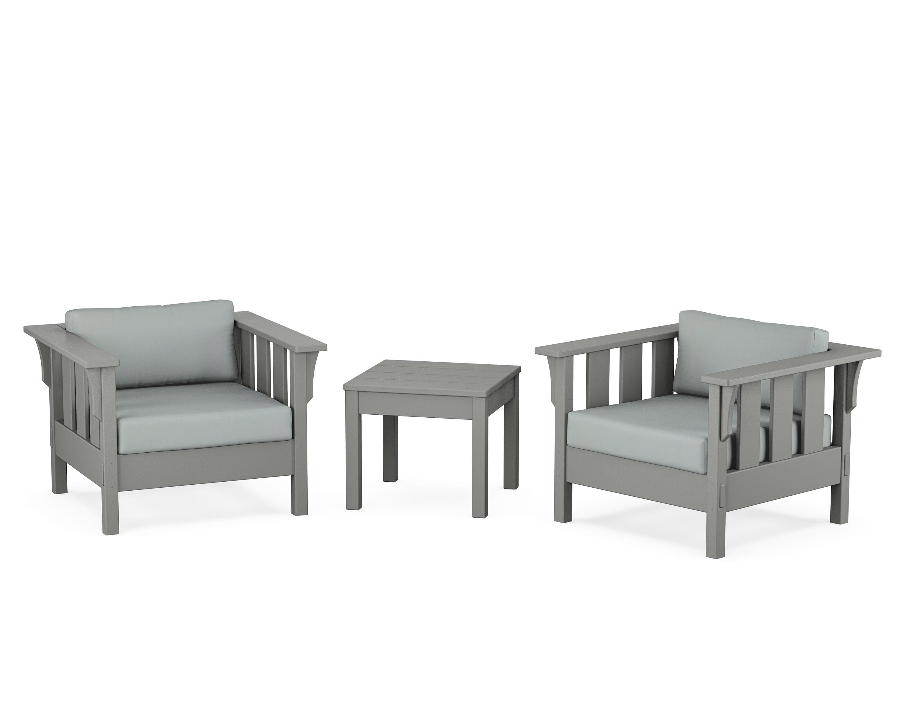 Martha Stewart by POLYWOOD Acadia 3-Piece Deep Seating Set in Slate Grey / Spa