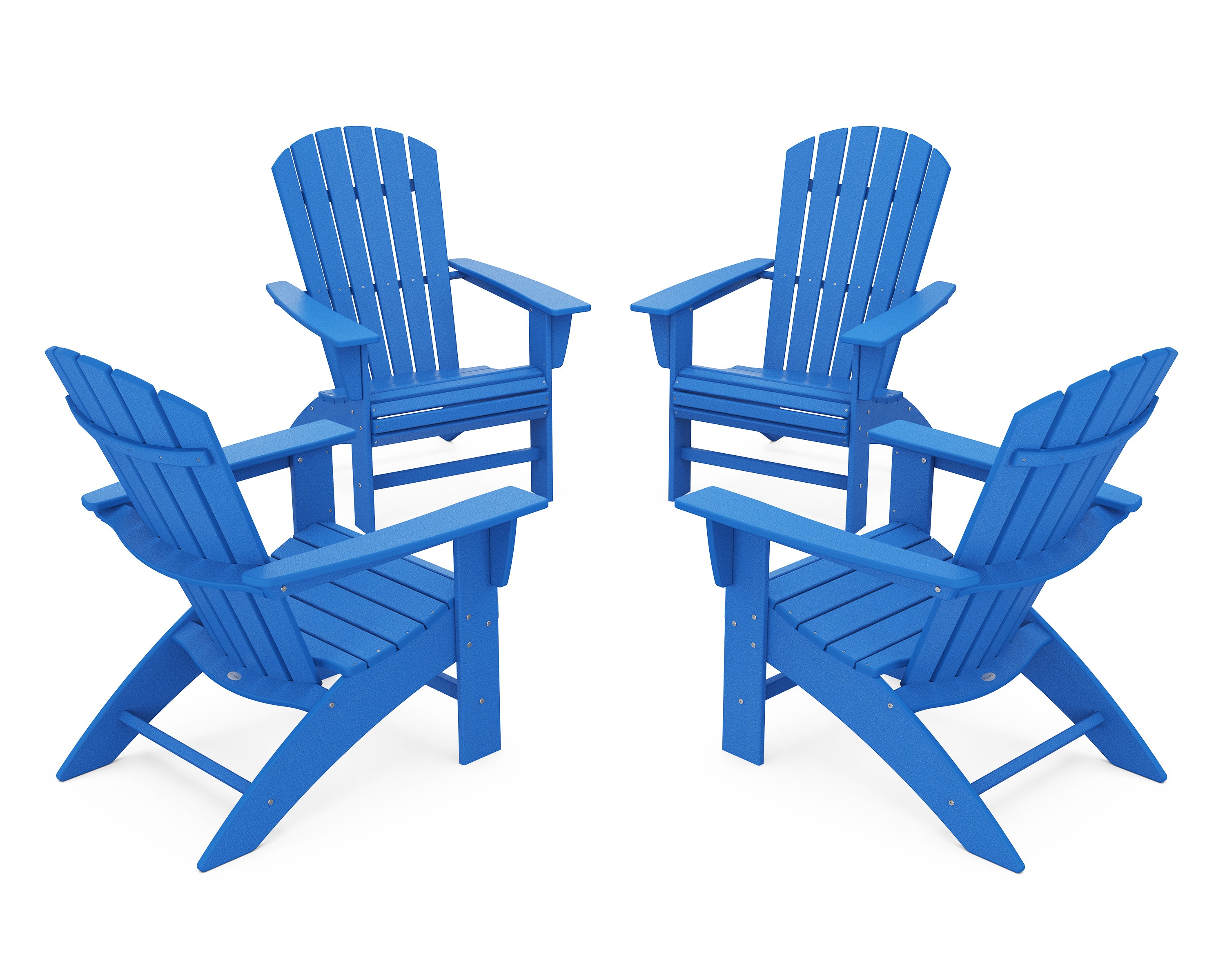 POLYWOOD® 4-Piece Nautical Curveback Adirondack Chair Conversation Set in Pacific Blue