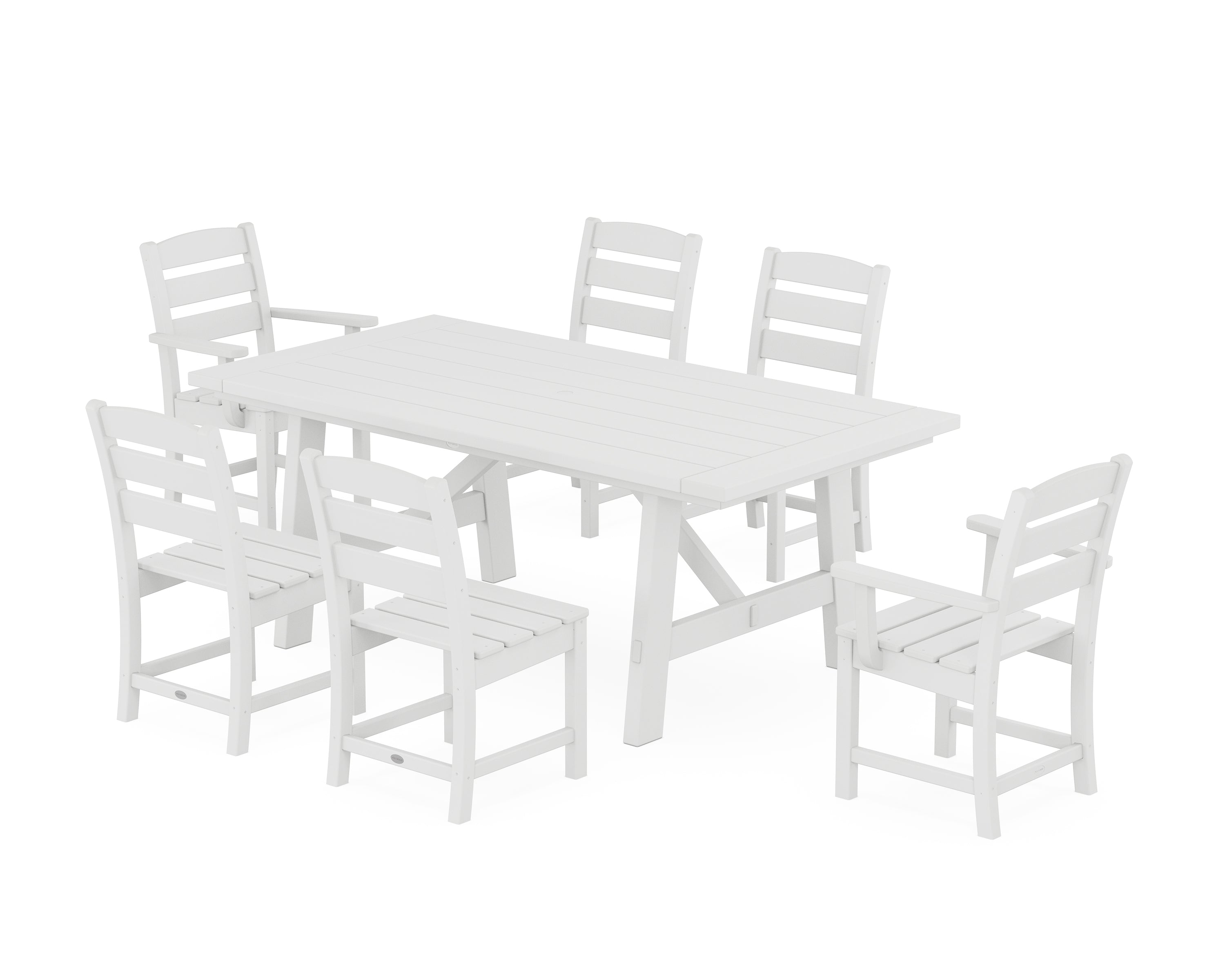 POLYWOOD® Lakeside 7-Piece Rustic Farmhouse Dining Set in White