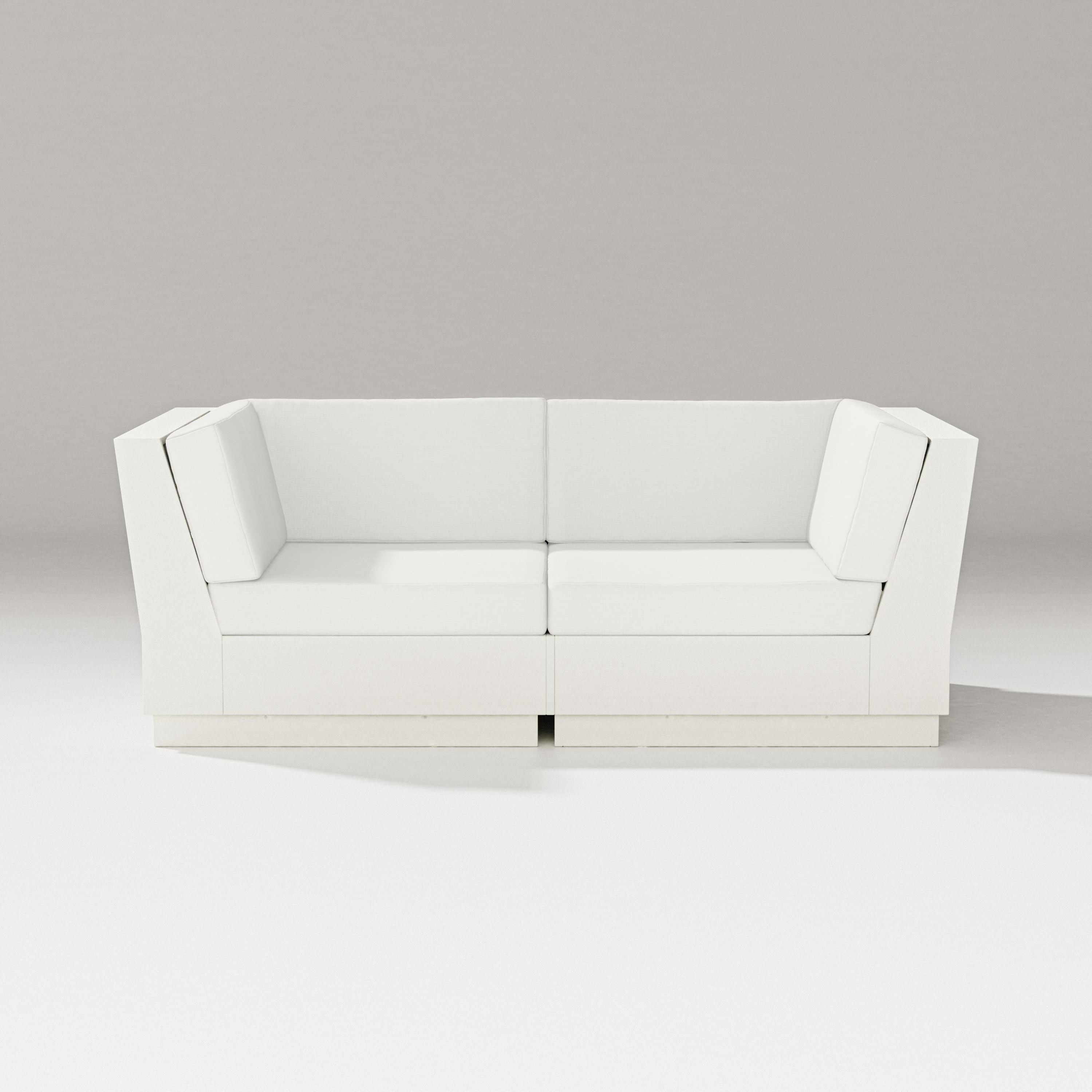 PW Designer Series Elevate Loveseat Sectional in Vintage White / Natural Linen