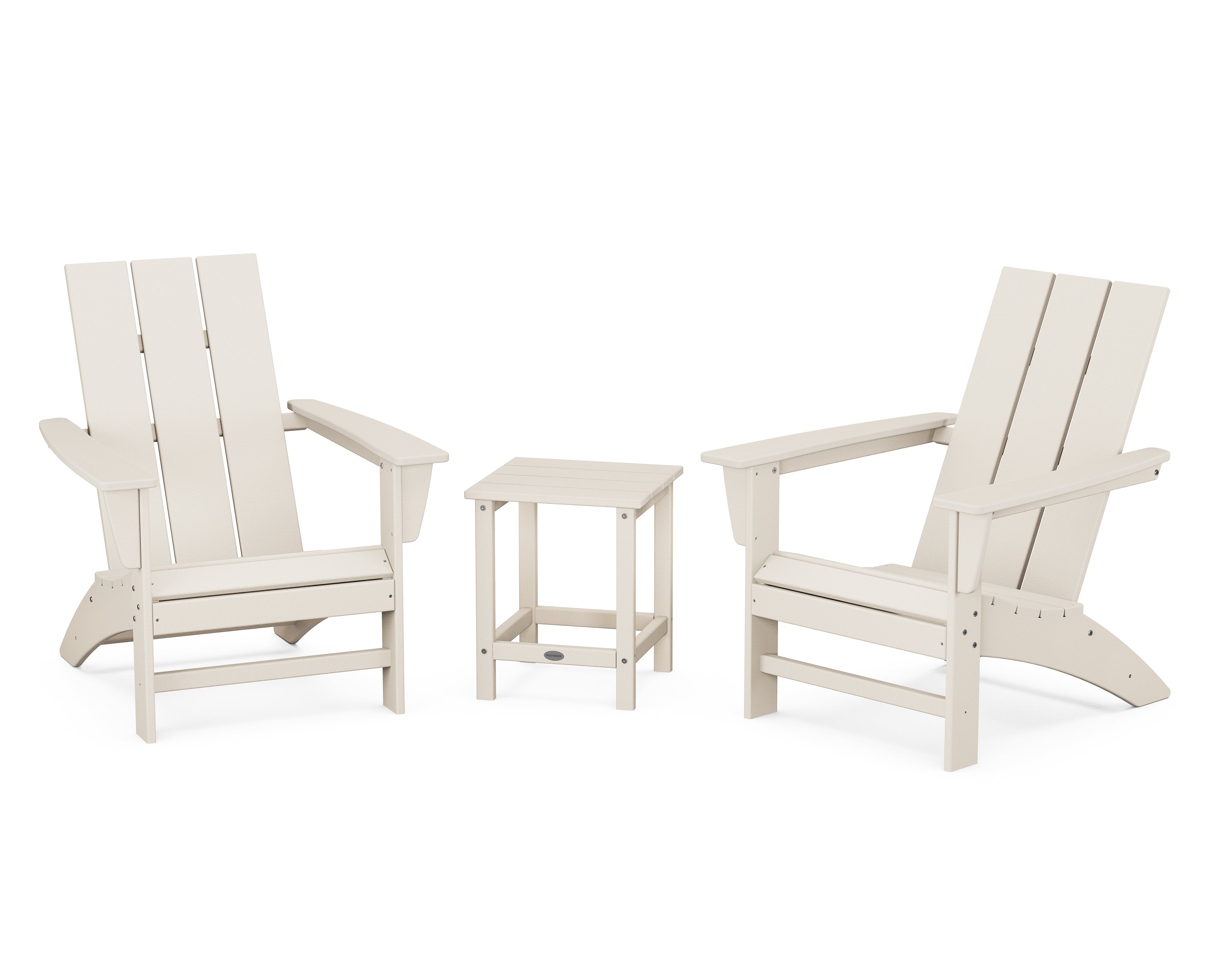 POLYWOOD® Modern 3-Piece Adirondack Set with Long Island 18" Side Table in Sand