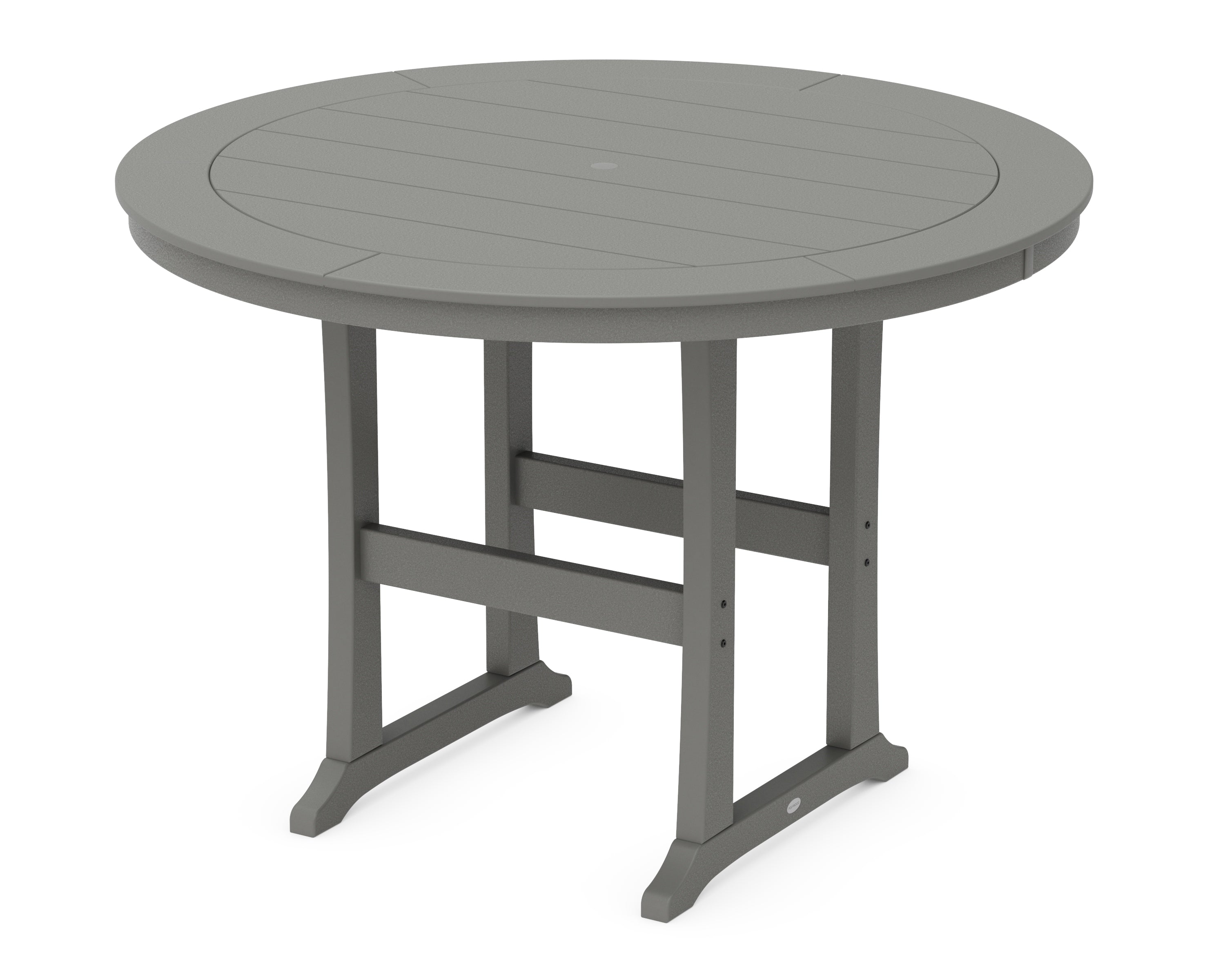 POLYWOOD Nautical Trestle 60” Round Bar Table in Slate Grey