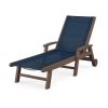 POLYWOOD Coastal Chaise with Wheels in Mahogany / Navy Blue Sling