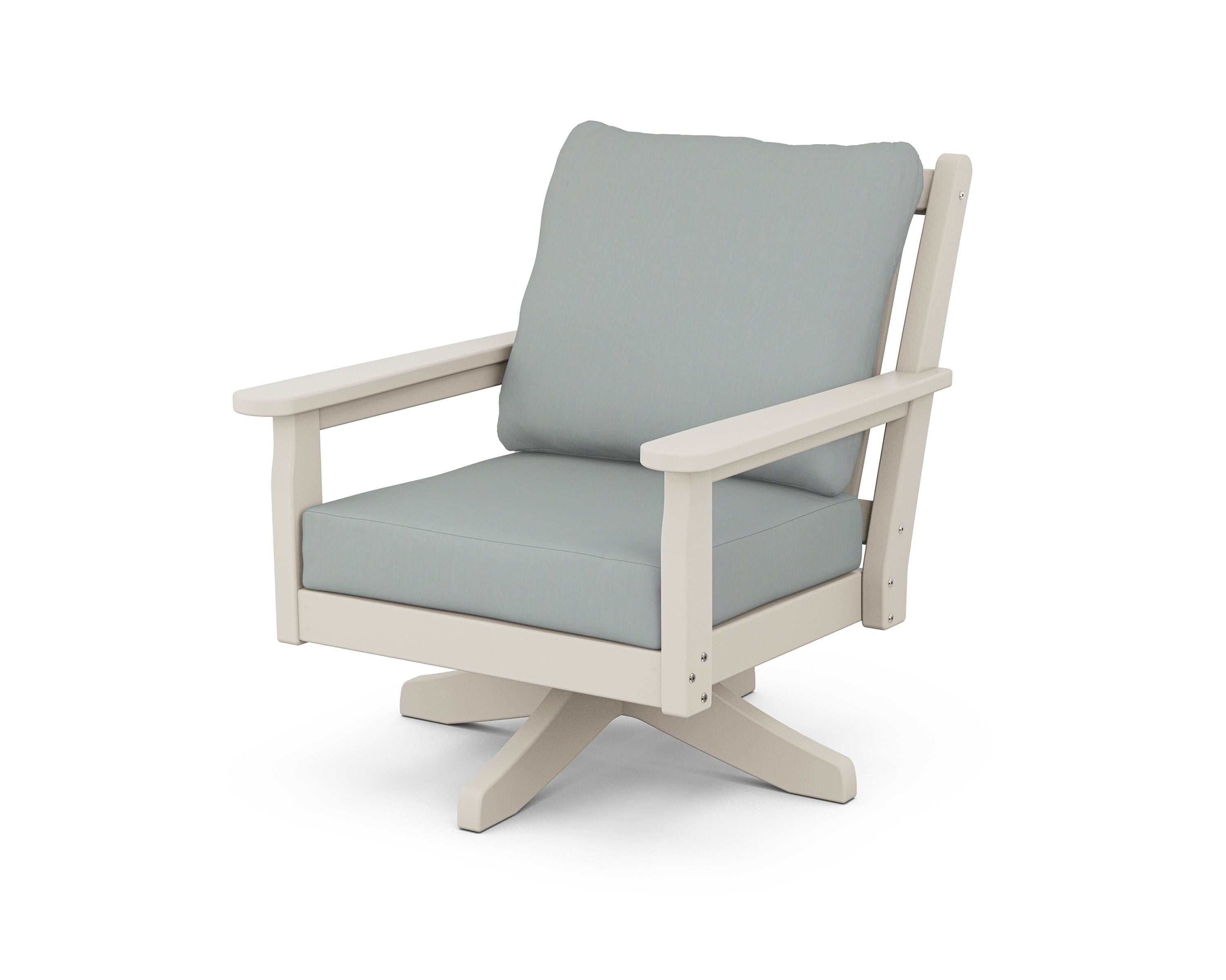 POLYWOOD Chippendale Deep Seating Swivel Chair in Sand / Spa