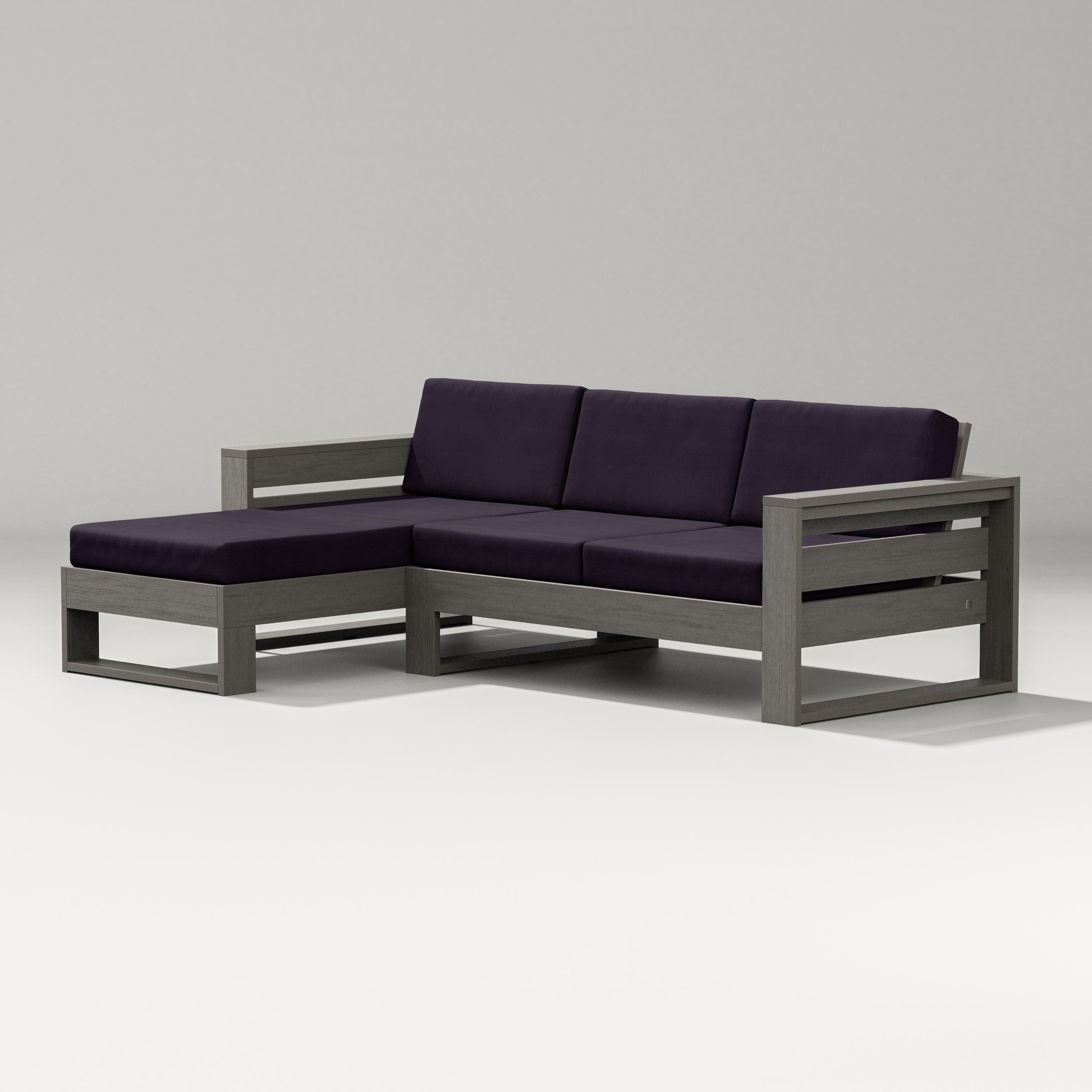 PW Designer Series Latitude Left Chaise Sectional in Driftwood / Navy Linen
