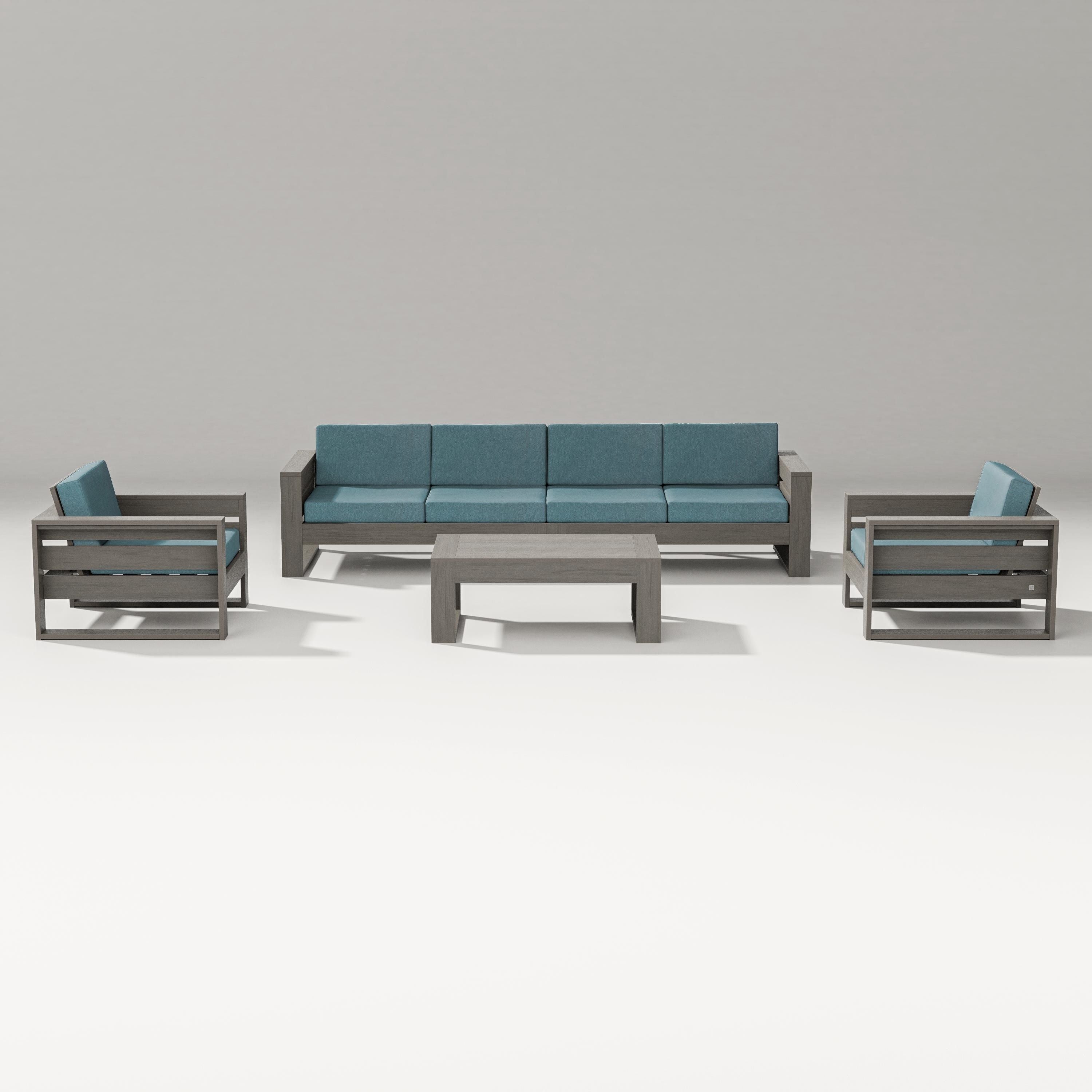 PW Designer Series Latitude 5-Piece Lounge Sofa Set in Driftwood / Ocean Teal