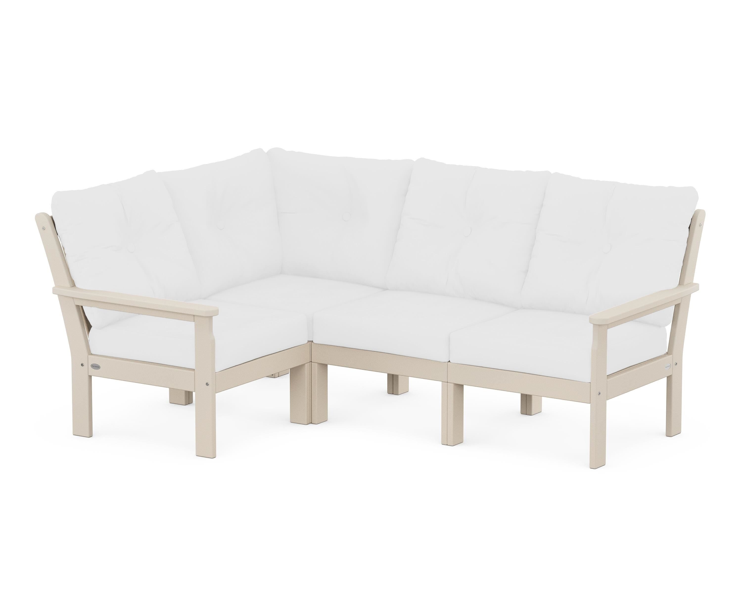 POLYWOOD Vineyard 4-Piece Sectional in Sand / Natural